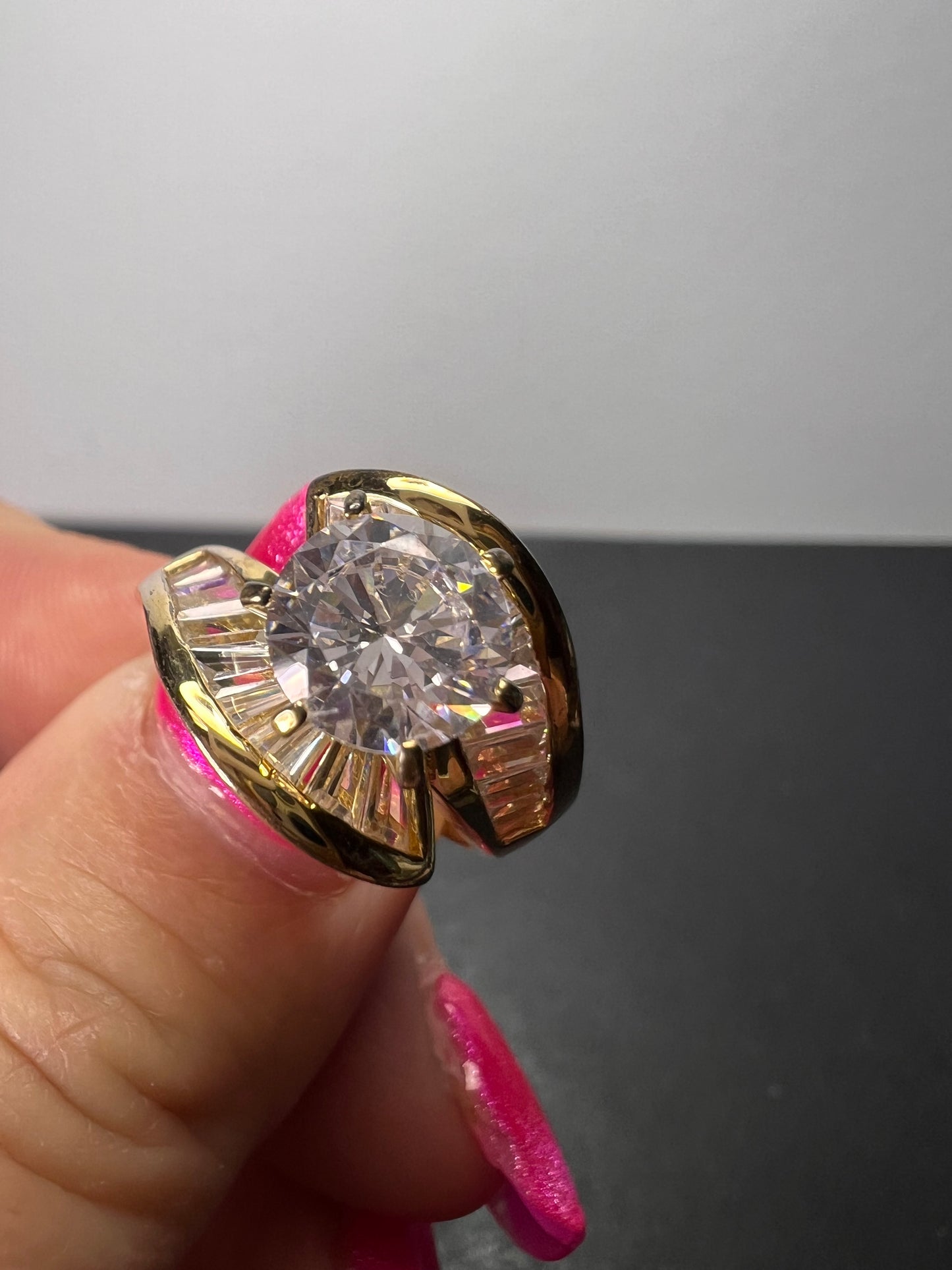 Gold vermeil over Sterling silver 925 CZ ring size 8