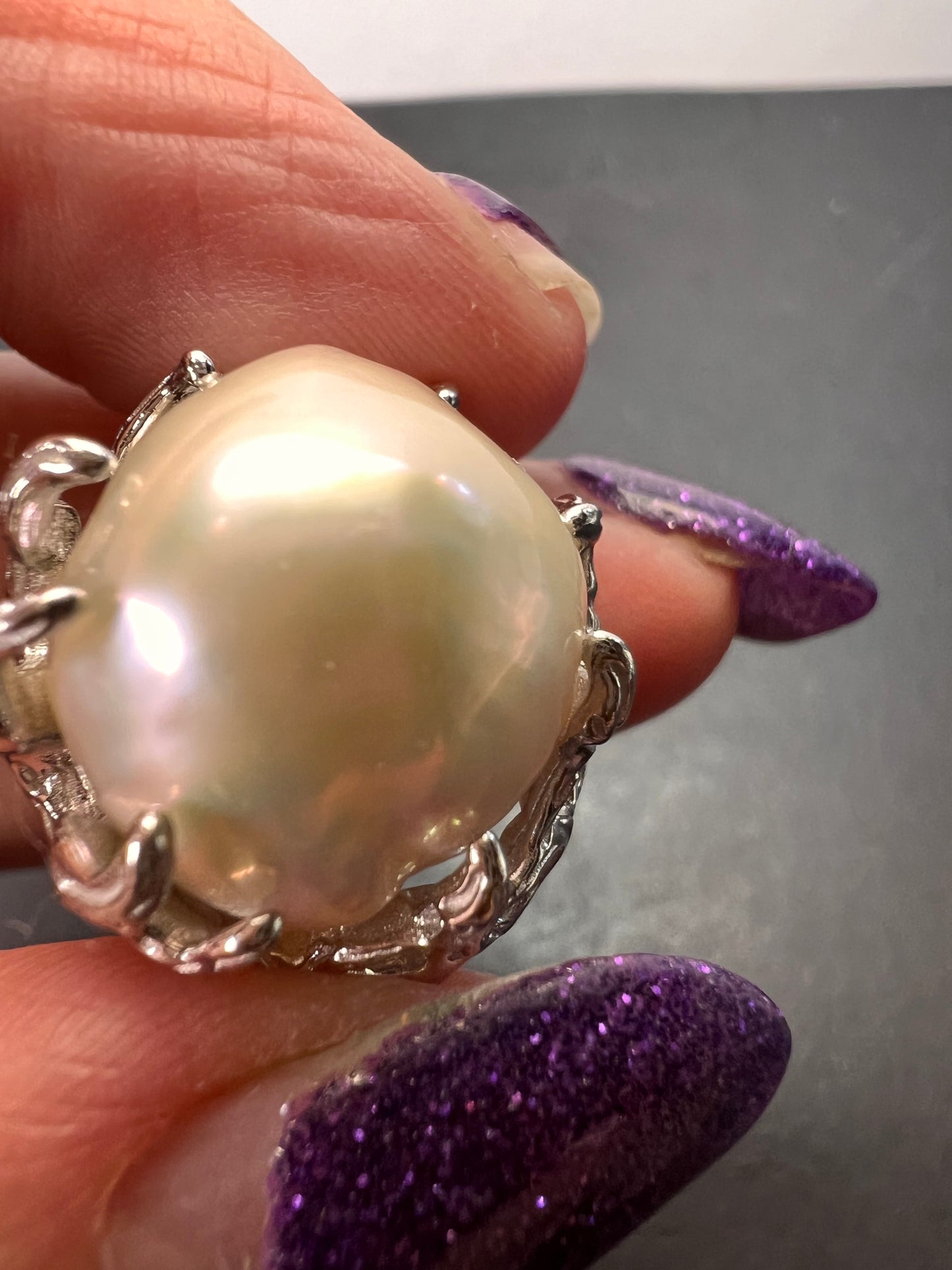 White Cultured Freshwater Pearl Rhodium Over Sterling Silver Pendant