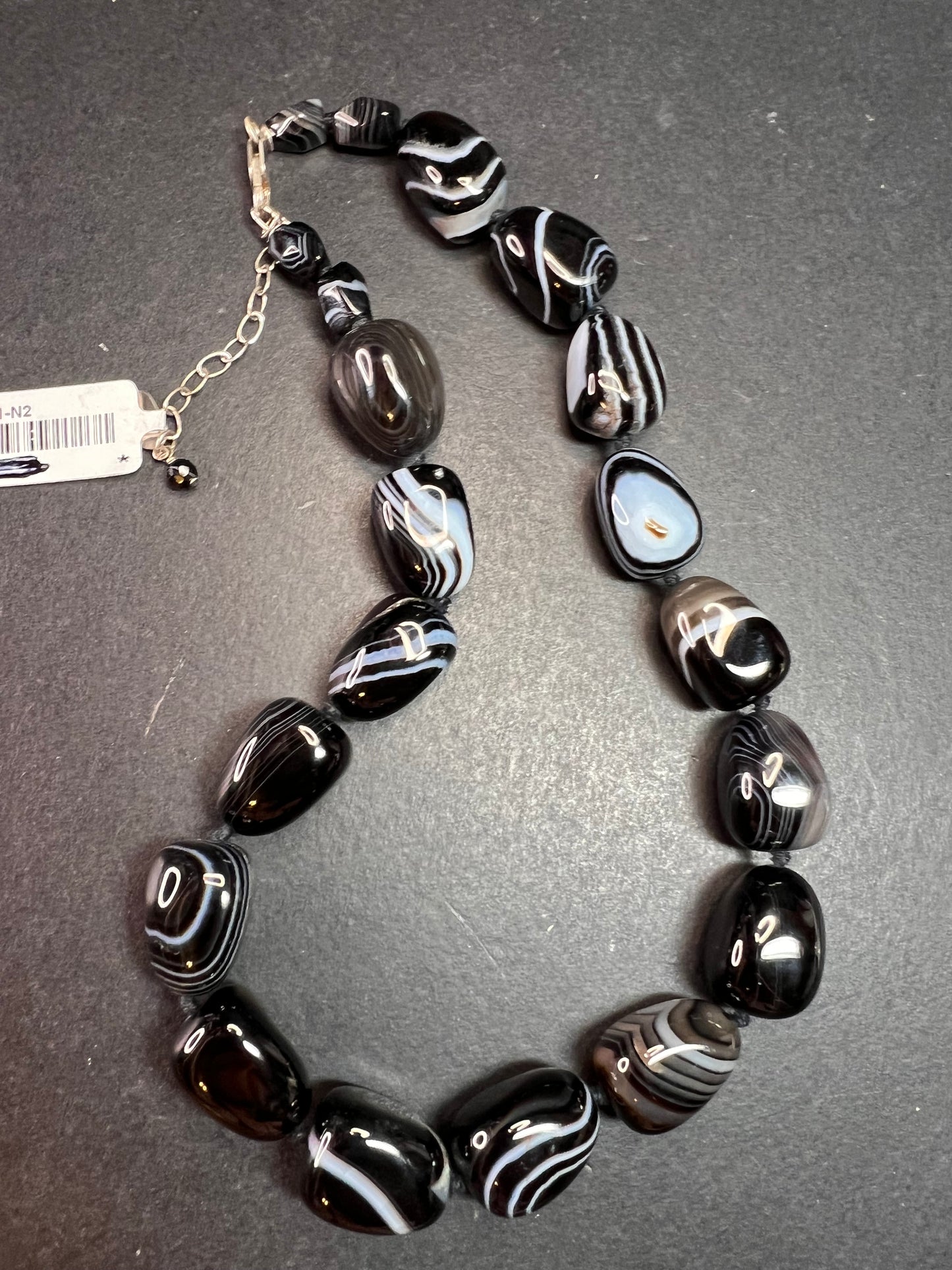 NEW Botswana agate 18 inch necklace with sterling silver clasp