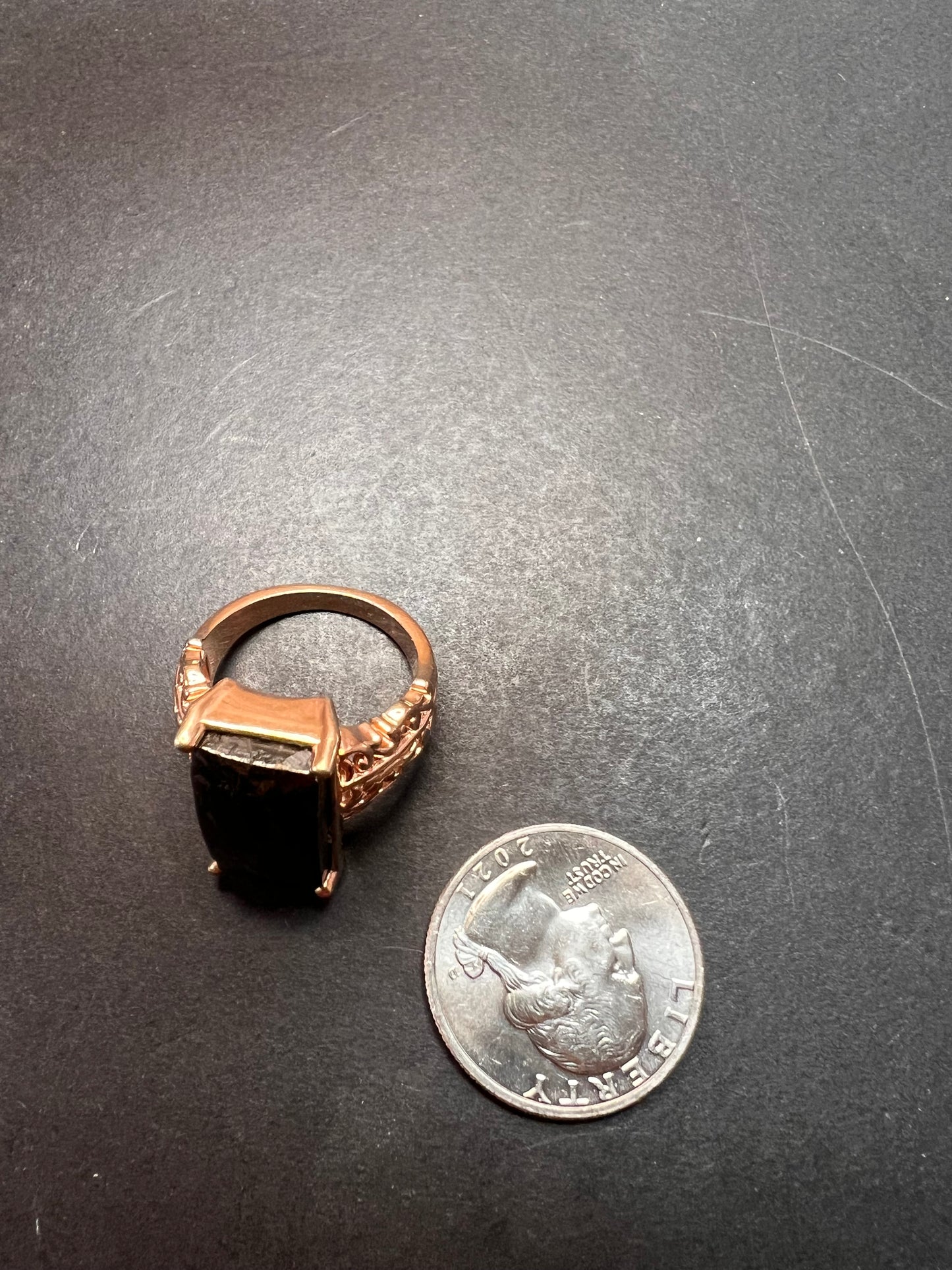NEW Shungite in Matrix rose gold over copper ring size 9