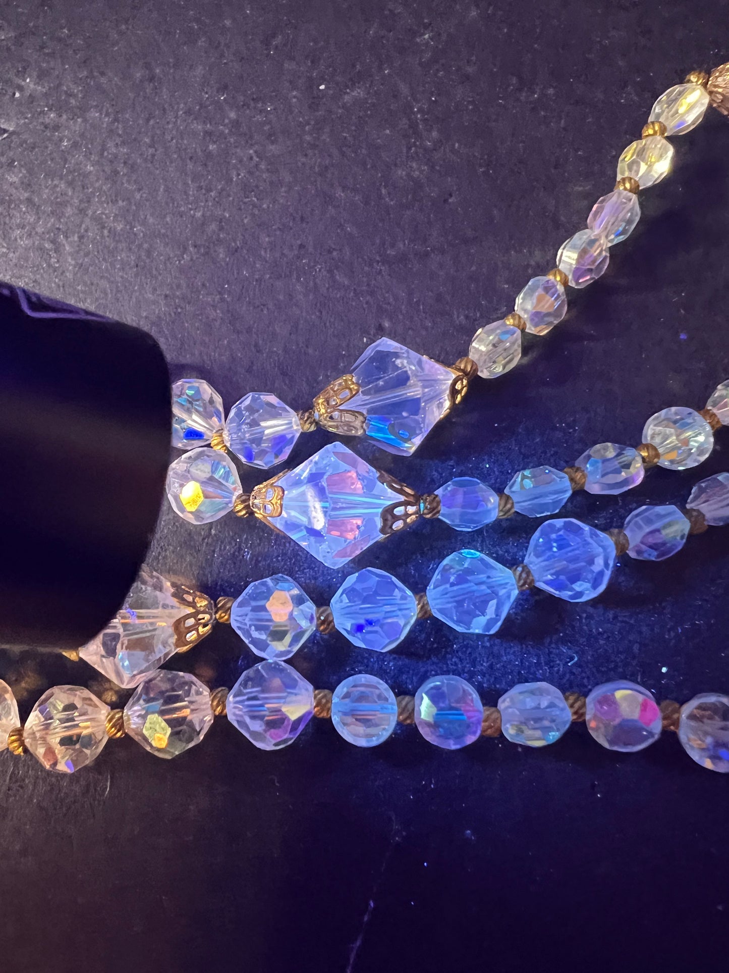 Vintage Aurora Borealis crystal beaded necklace