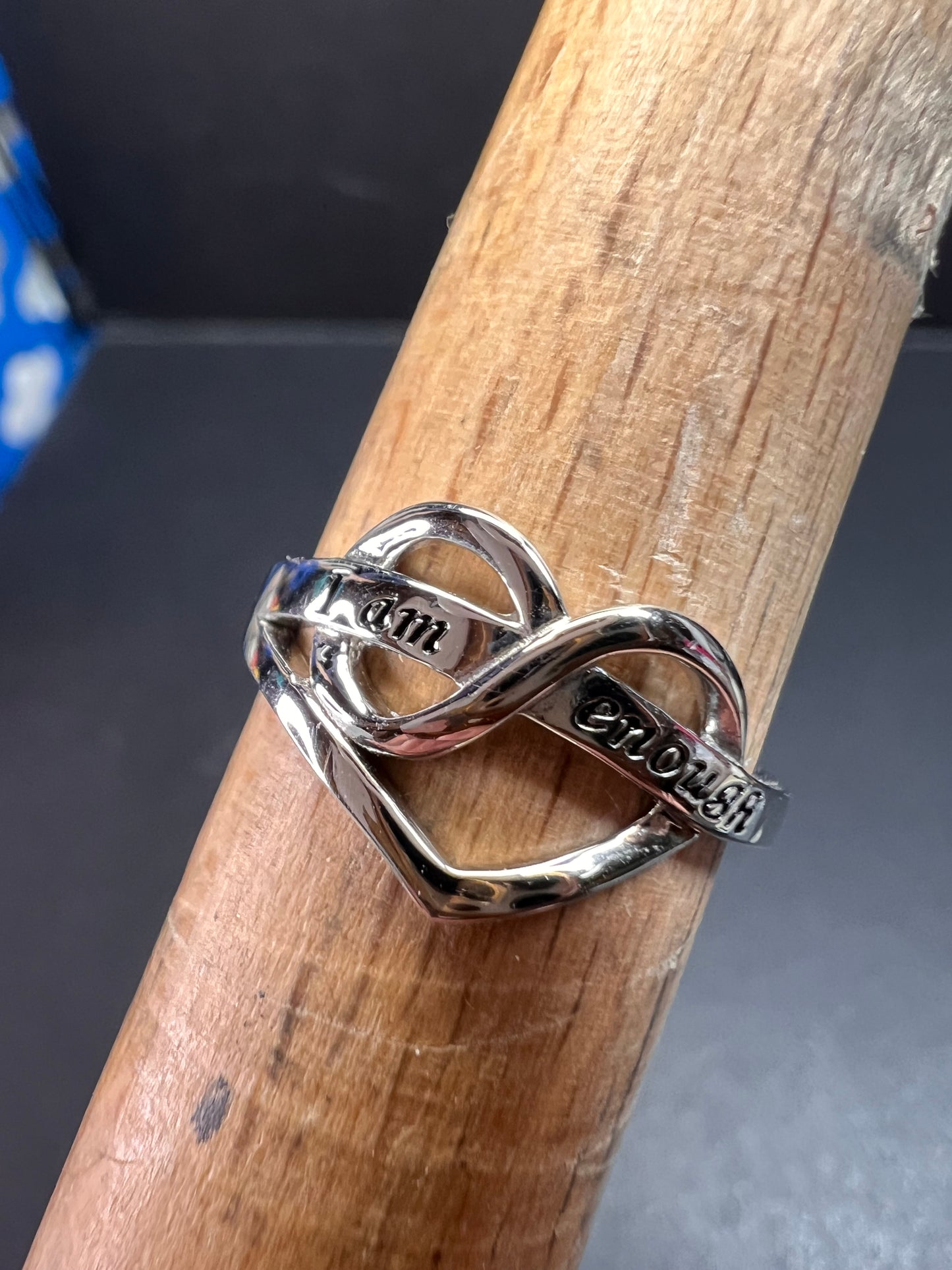 Vintage eternity heart You Are Enough ring size 6