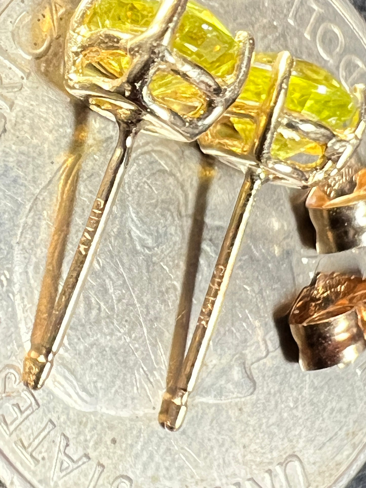 Rare Sphene Titanite Stud Earrings in 14k Yellow Gold