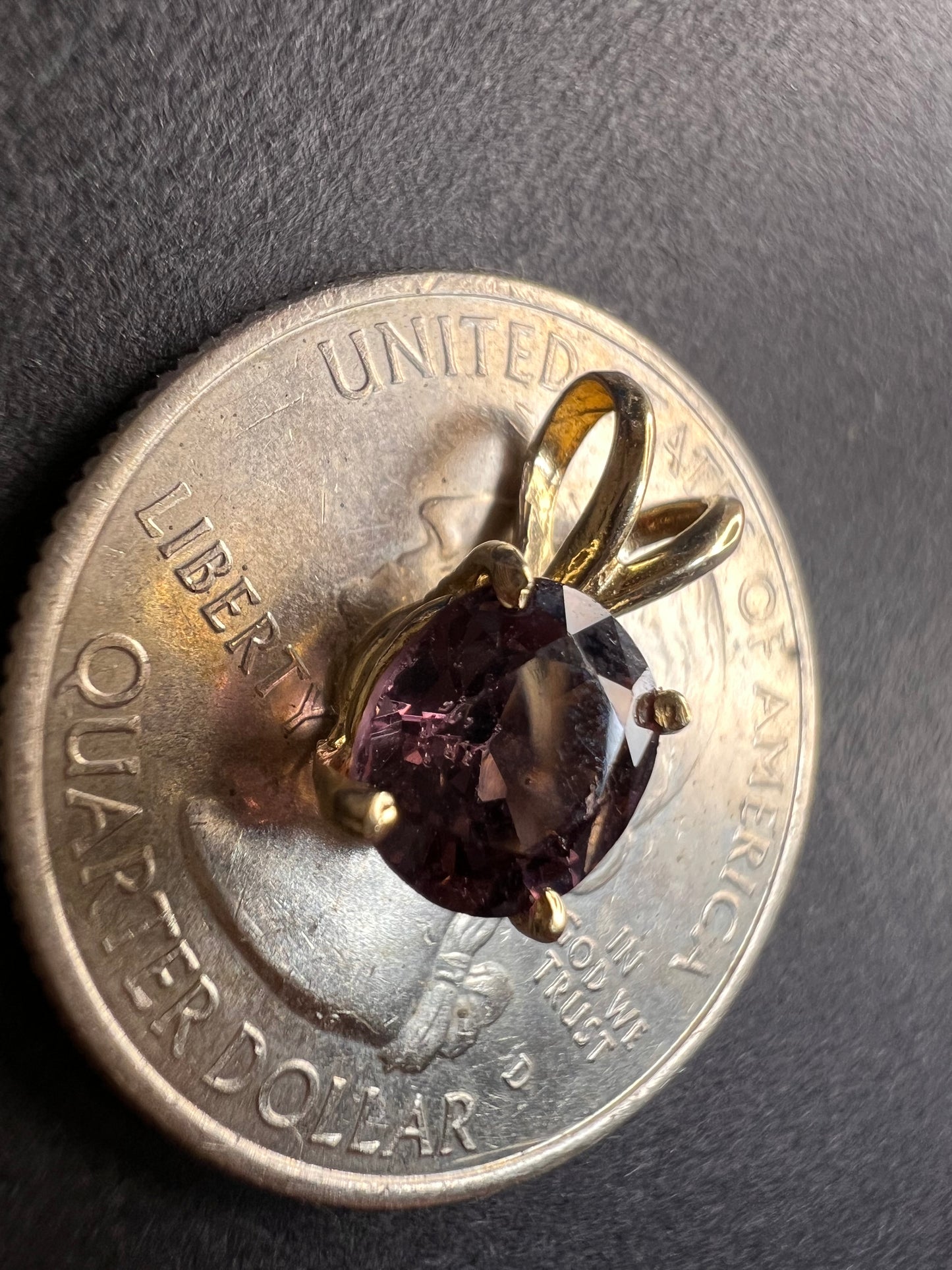 14k gold Violet purple spinel pendant