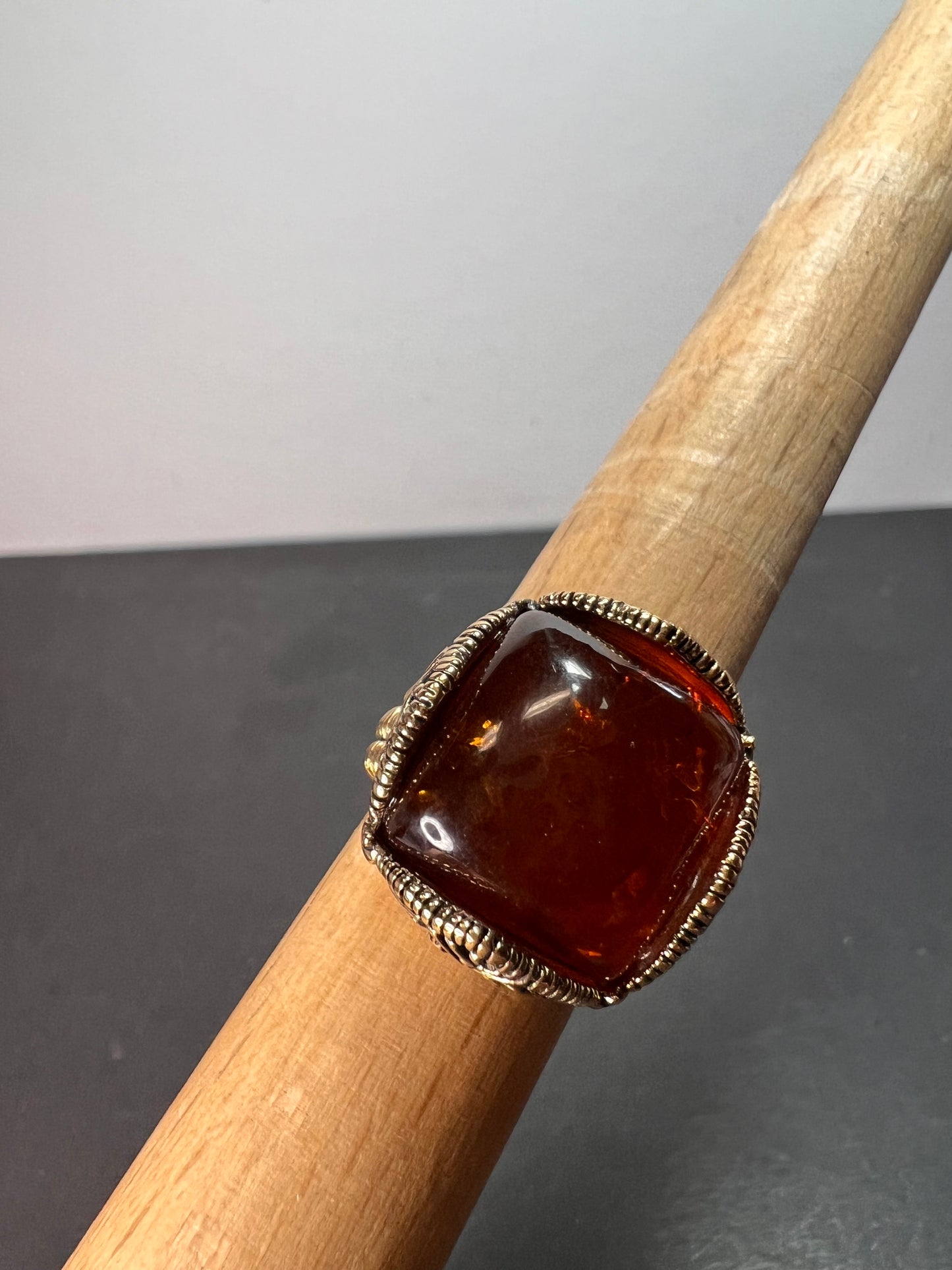 Designer Barse amber brass ring size 9