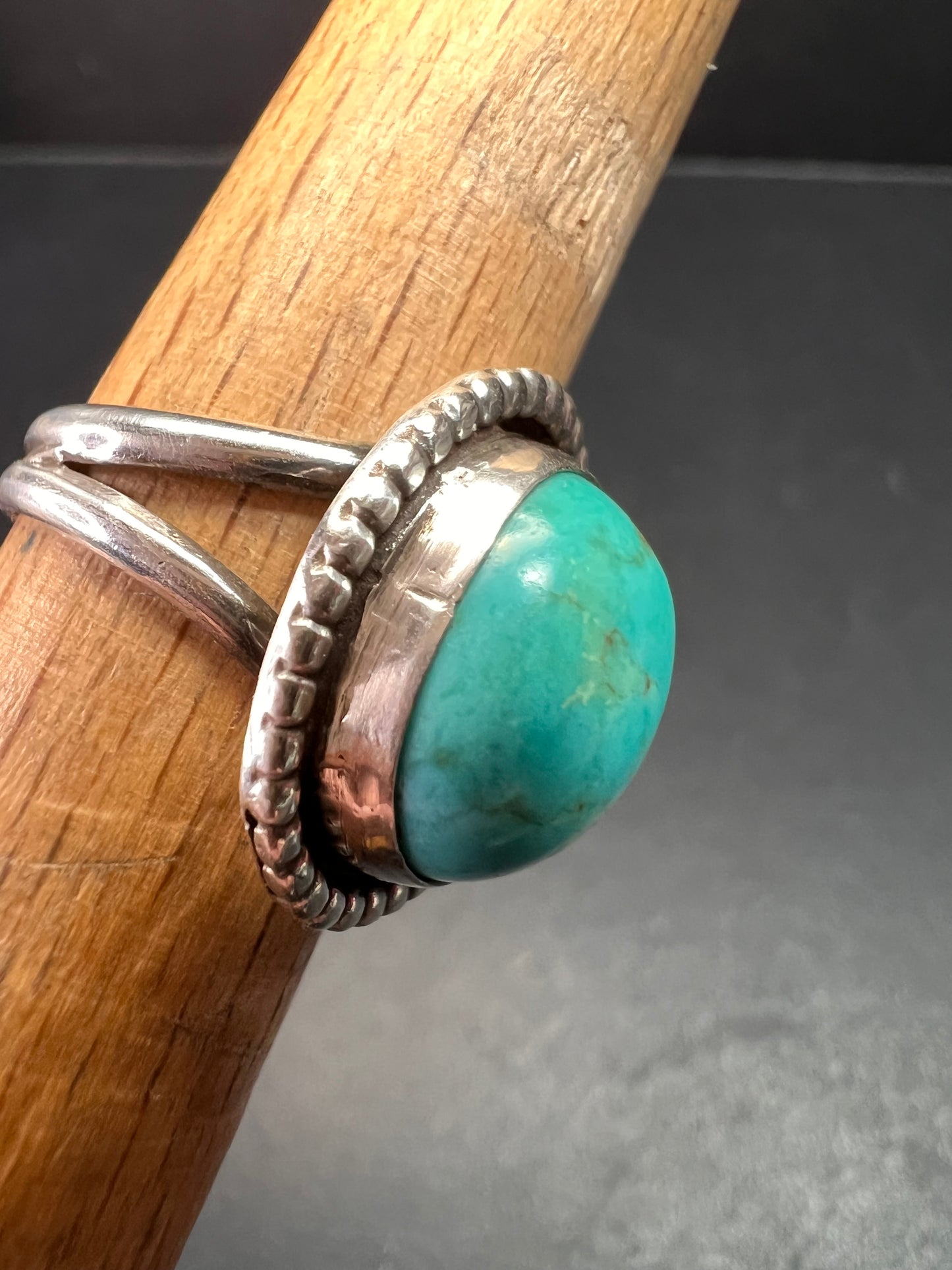Vintage Handmade Sterling Silver Turquoise Ring – Size 6 – Southwestern Artisan Jewelry