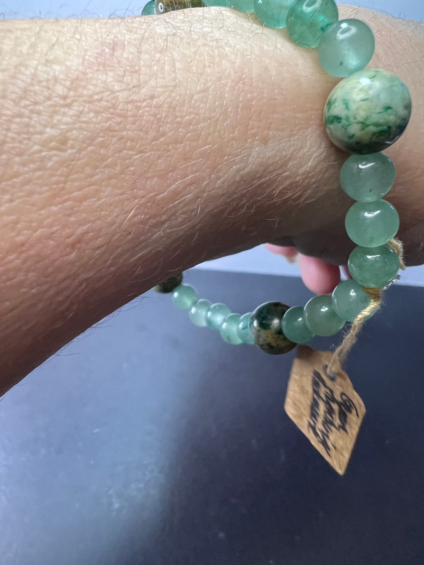 Green aventurine, and Hackmanite stretch bracelet 8 inch