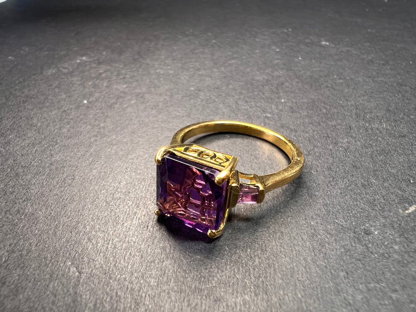 NEW African amethyst ring in vermeil yellow gold size 9