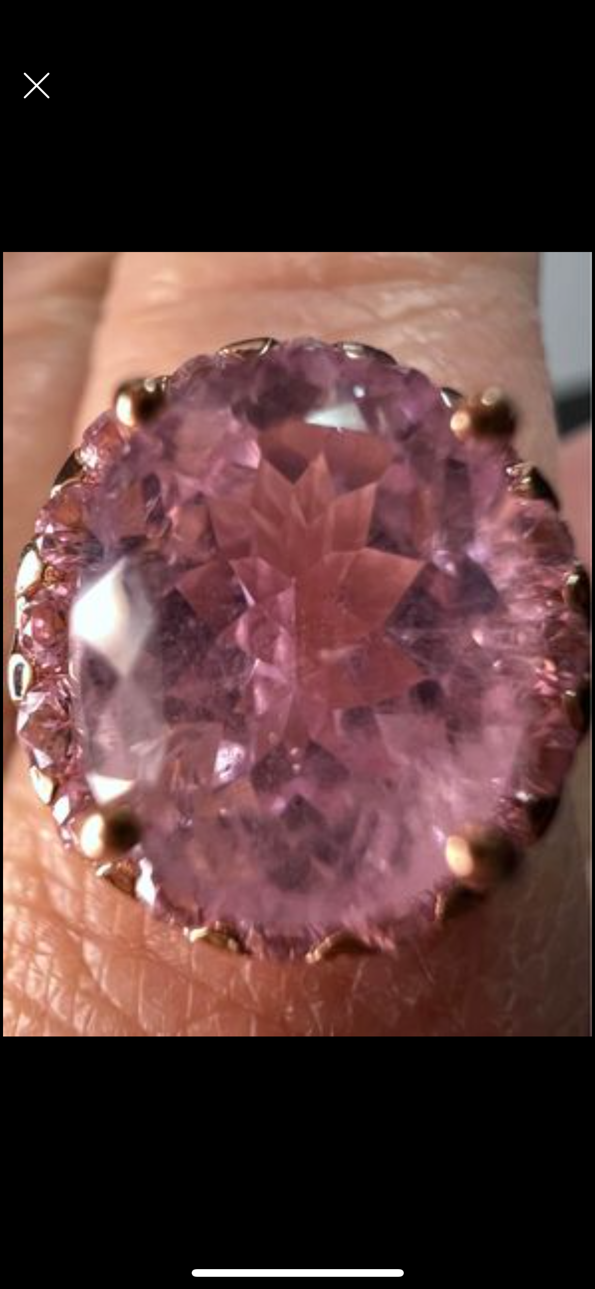 Kunzite and pink sapphire halo ring in sterling silver size 9