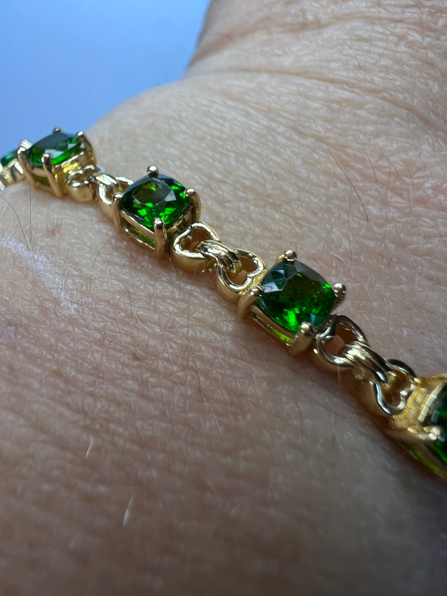 18k gold over sterling chrome diopside bolo bracelet