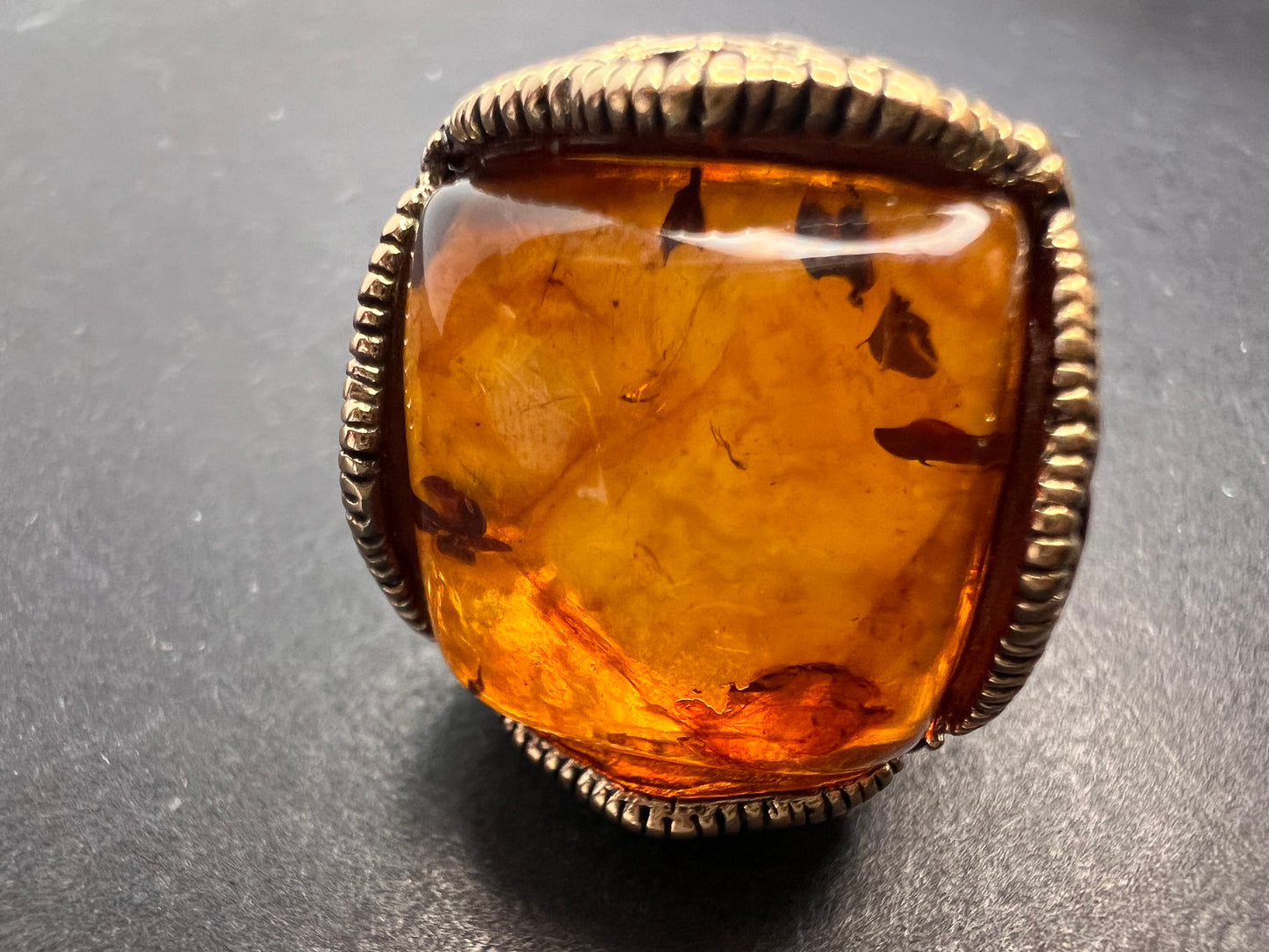 Designer Barse amber brass ring size 9