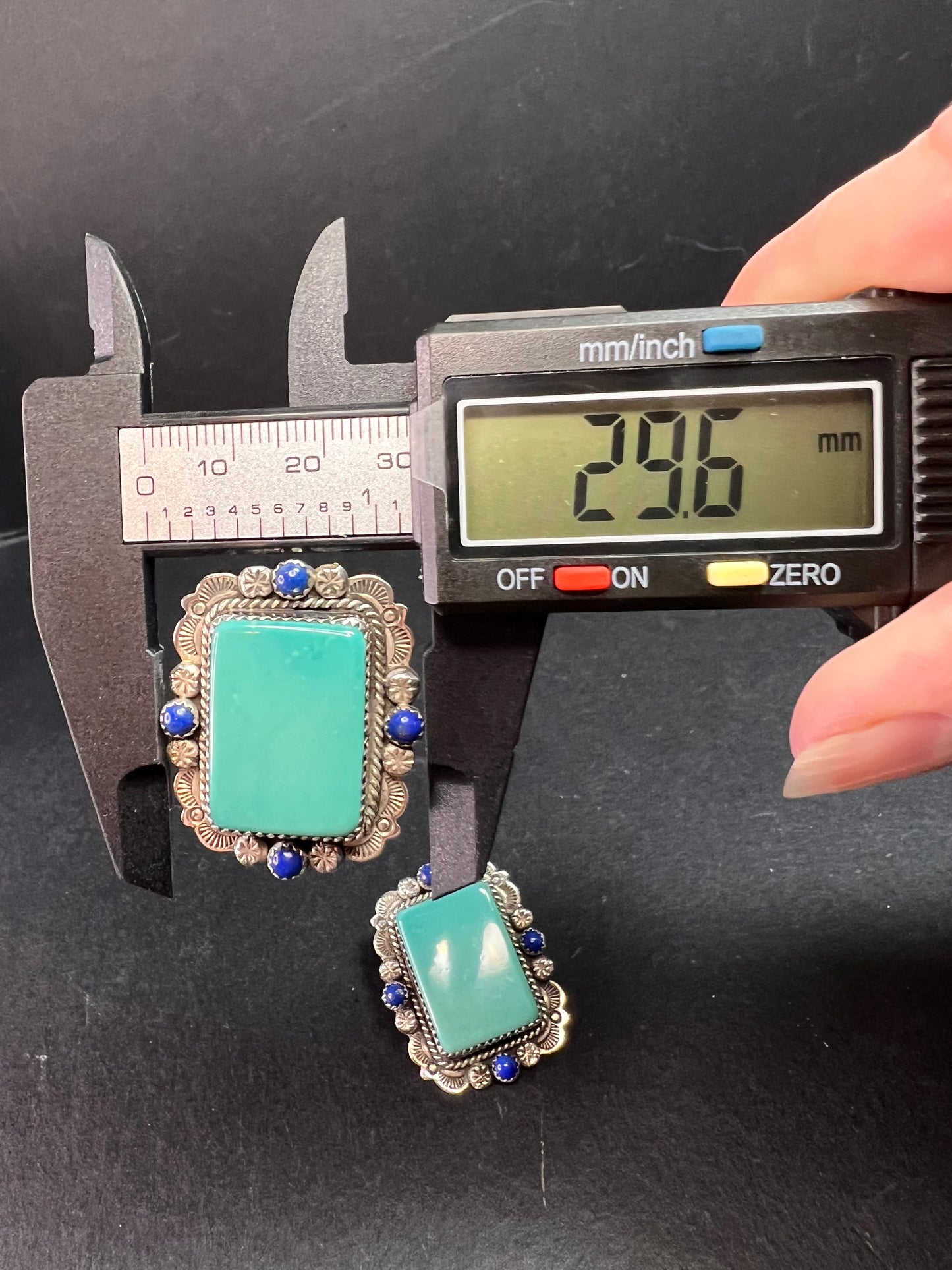 Signed Vintage Dead Stock Bernyse Chavez Sterling Turquoise Lapis Earrings