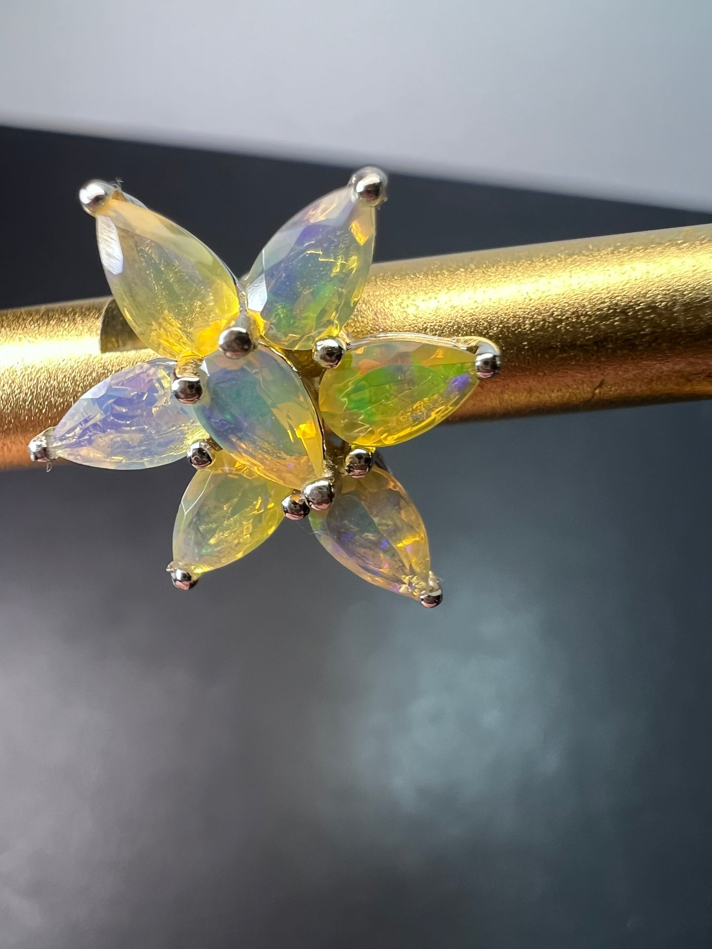 Ethiopian welo opal flower stud earrings