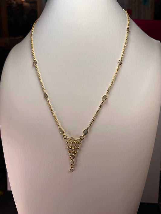 Polki diamond station necklace in vermeil gold over sterling silver