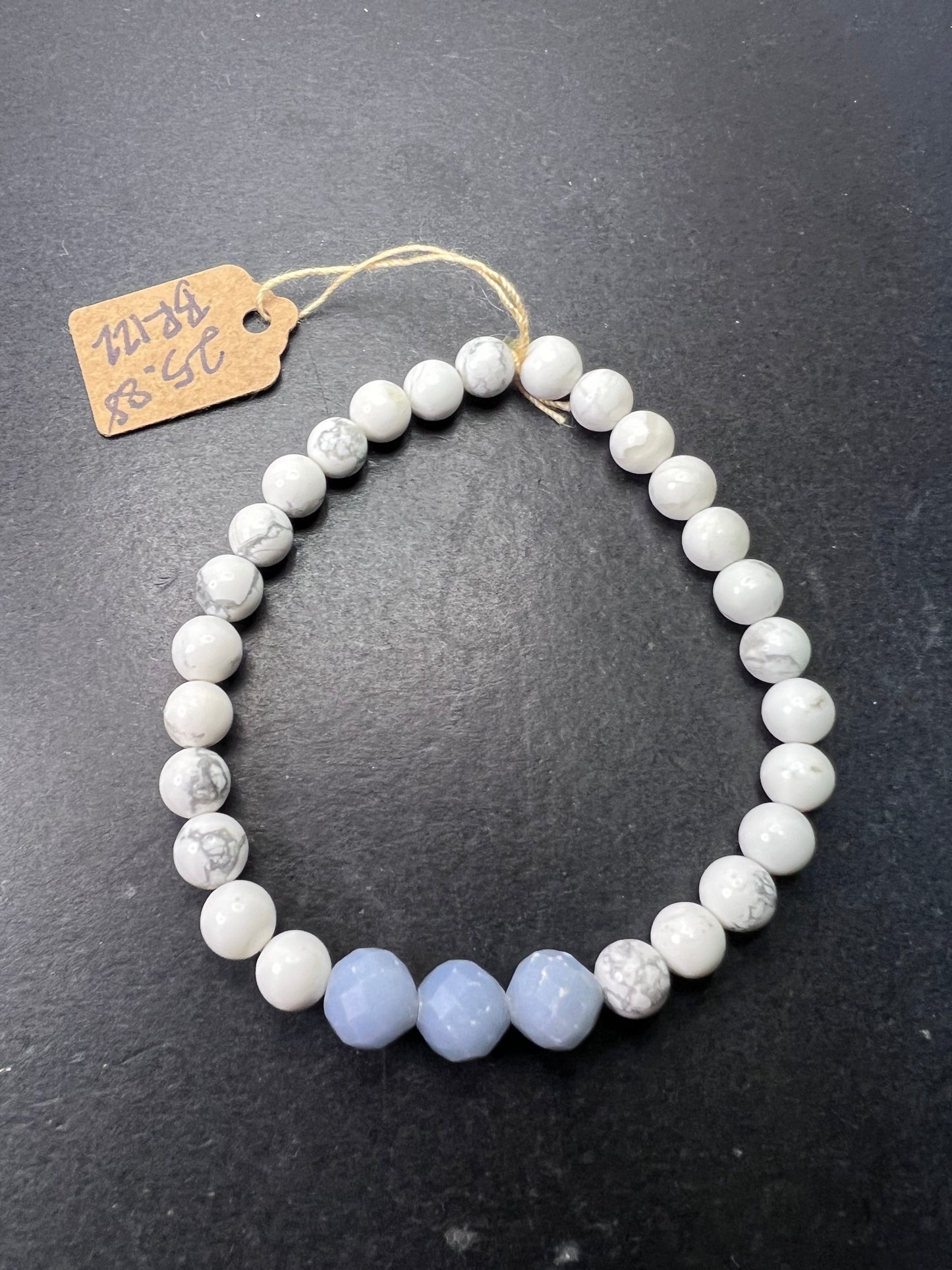 Howlite and Angelite stretch bracelet 7 inch