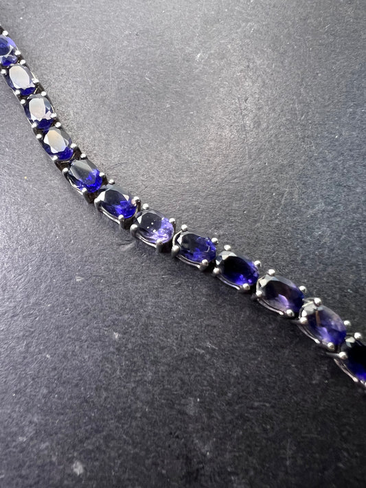 Iolite tennis bracelet in sterling silver 8 inch