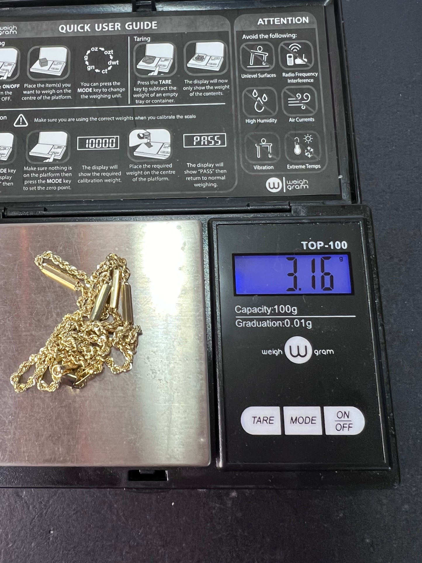 10k yellow gold twisted rope and bar chain. 18 inches 3.16 grams