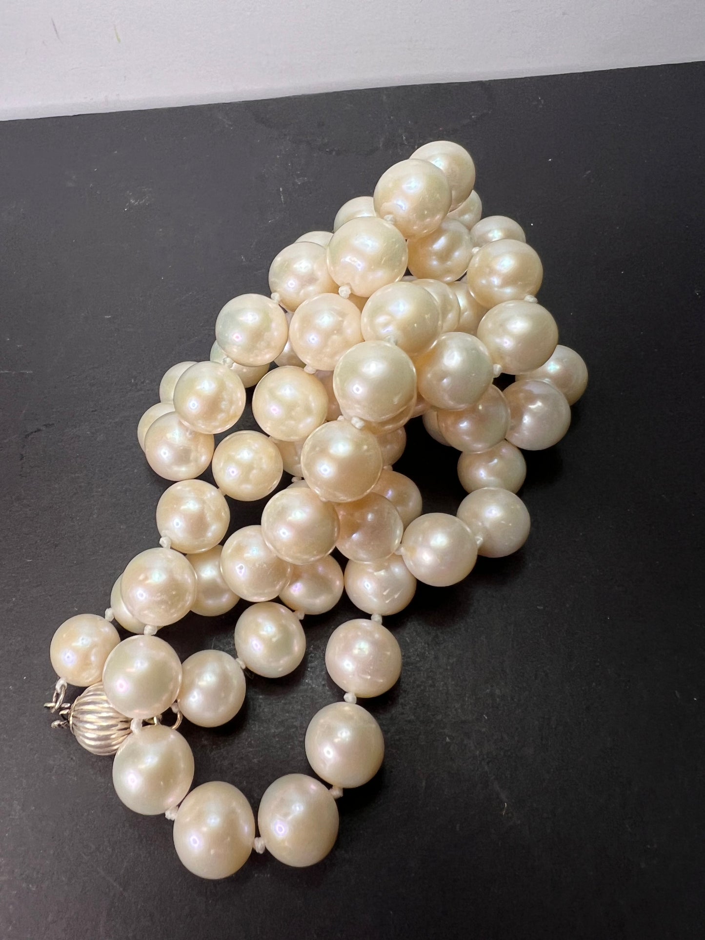 10-11mm white cultured pearl 36 inch necklace with sterling silver clasp