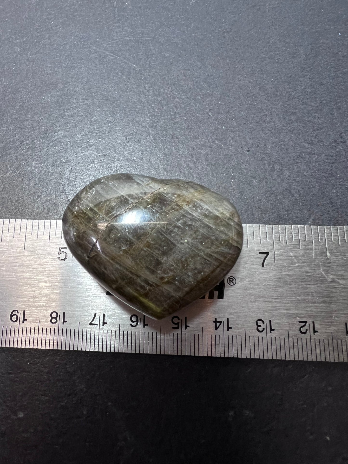 Labradorite heart with pink and purple flash