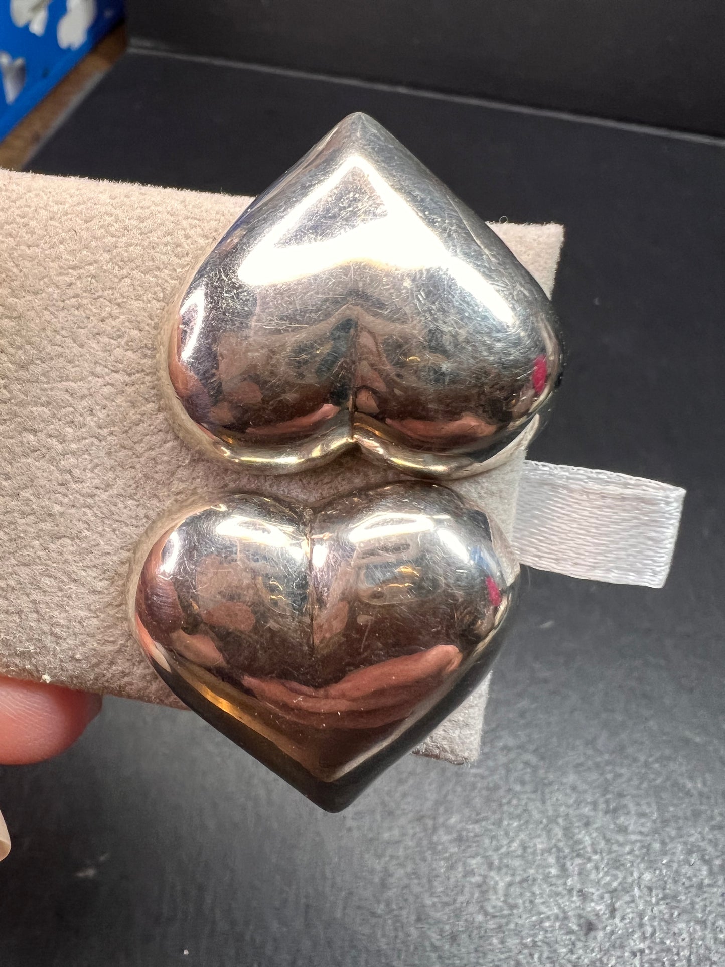 Vintage sterling silver puffy heart earrings