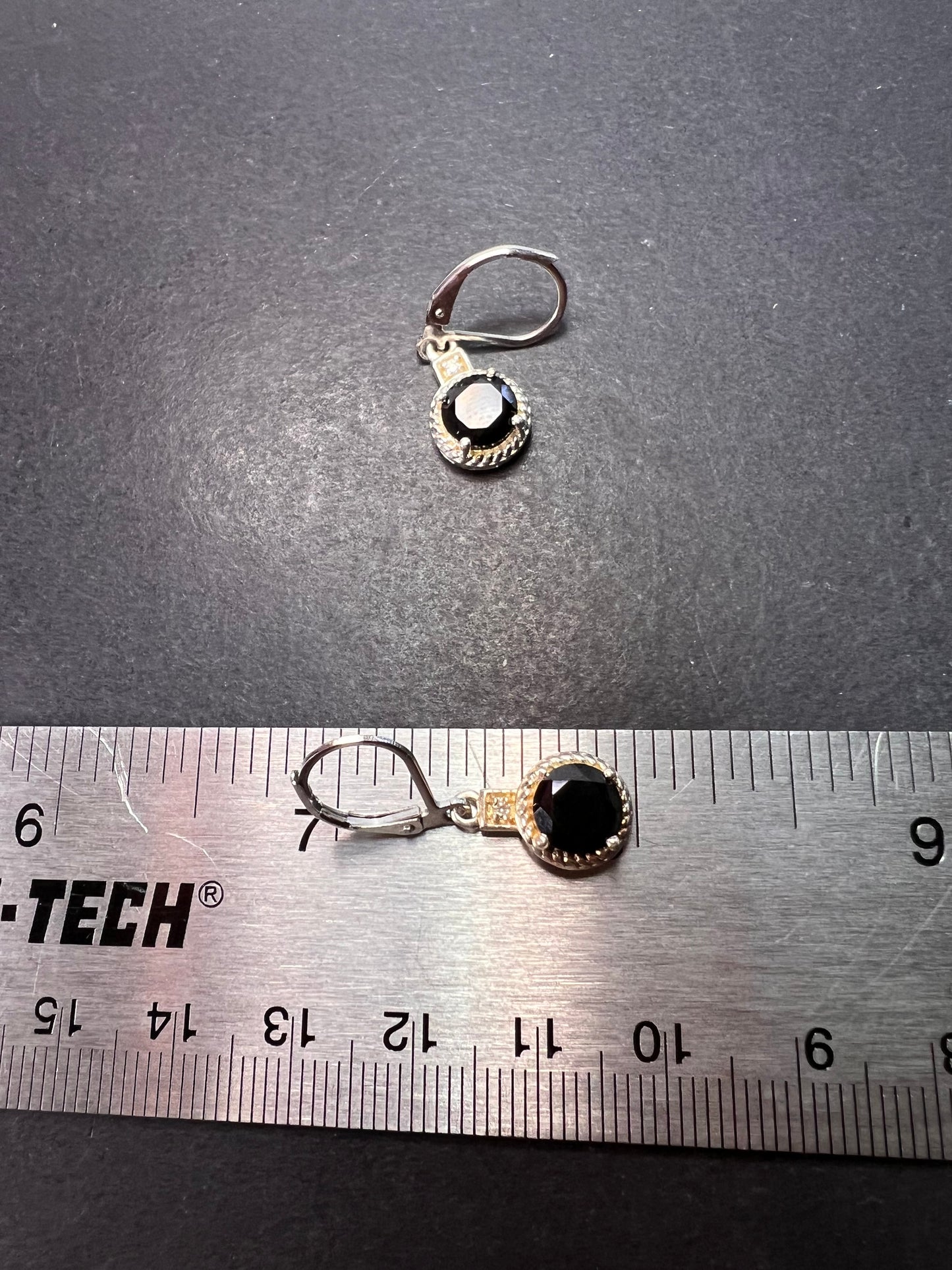 Thai black spinel and zircon lever back earrings in sterling silver with stainless steel lever backs 3.35 ctw