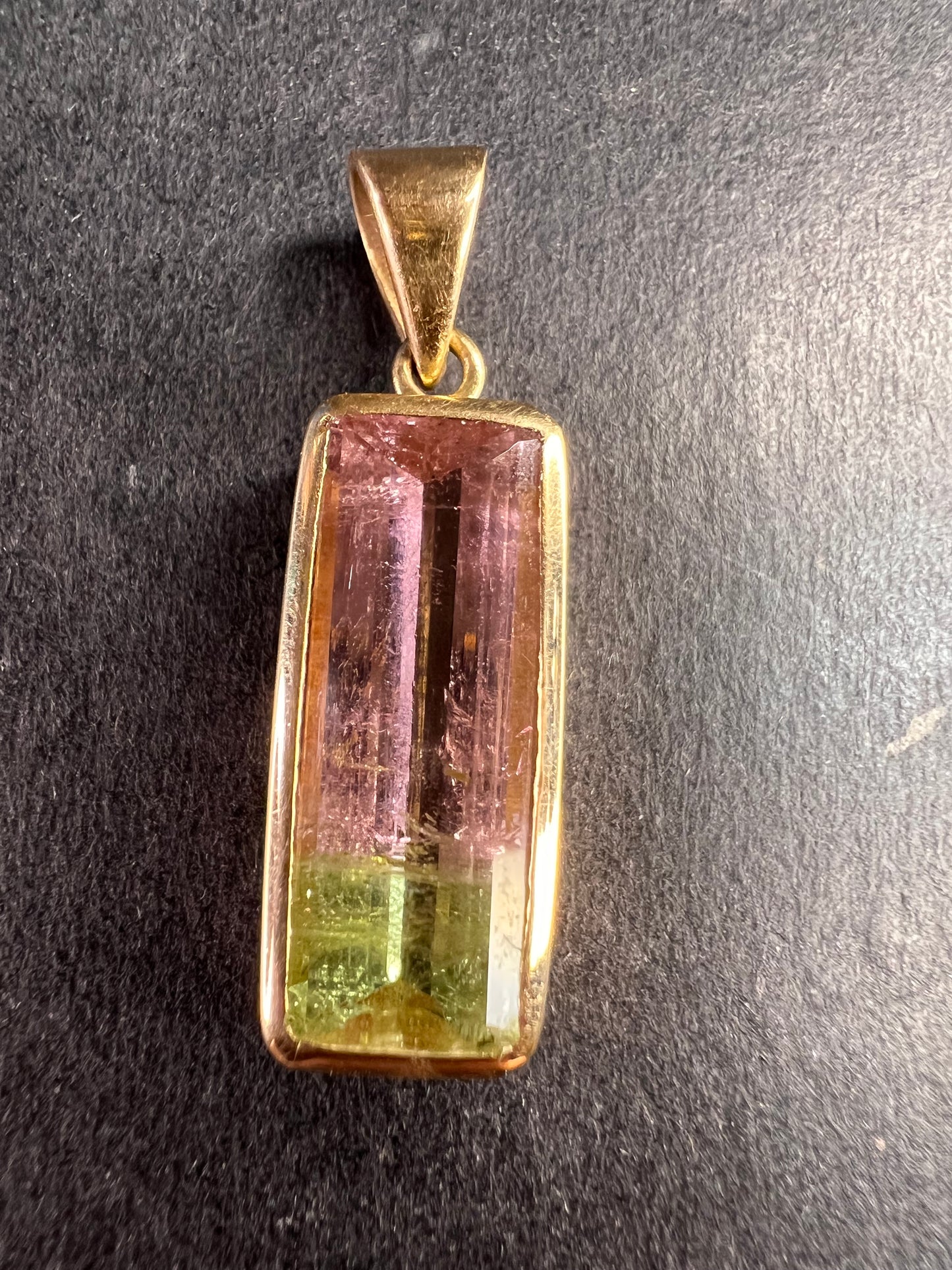 Vintage 14k gold watermelon tourmaline pendant