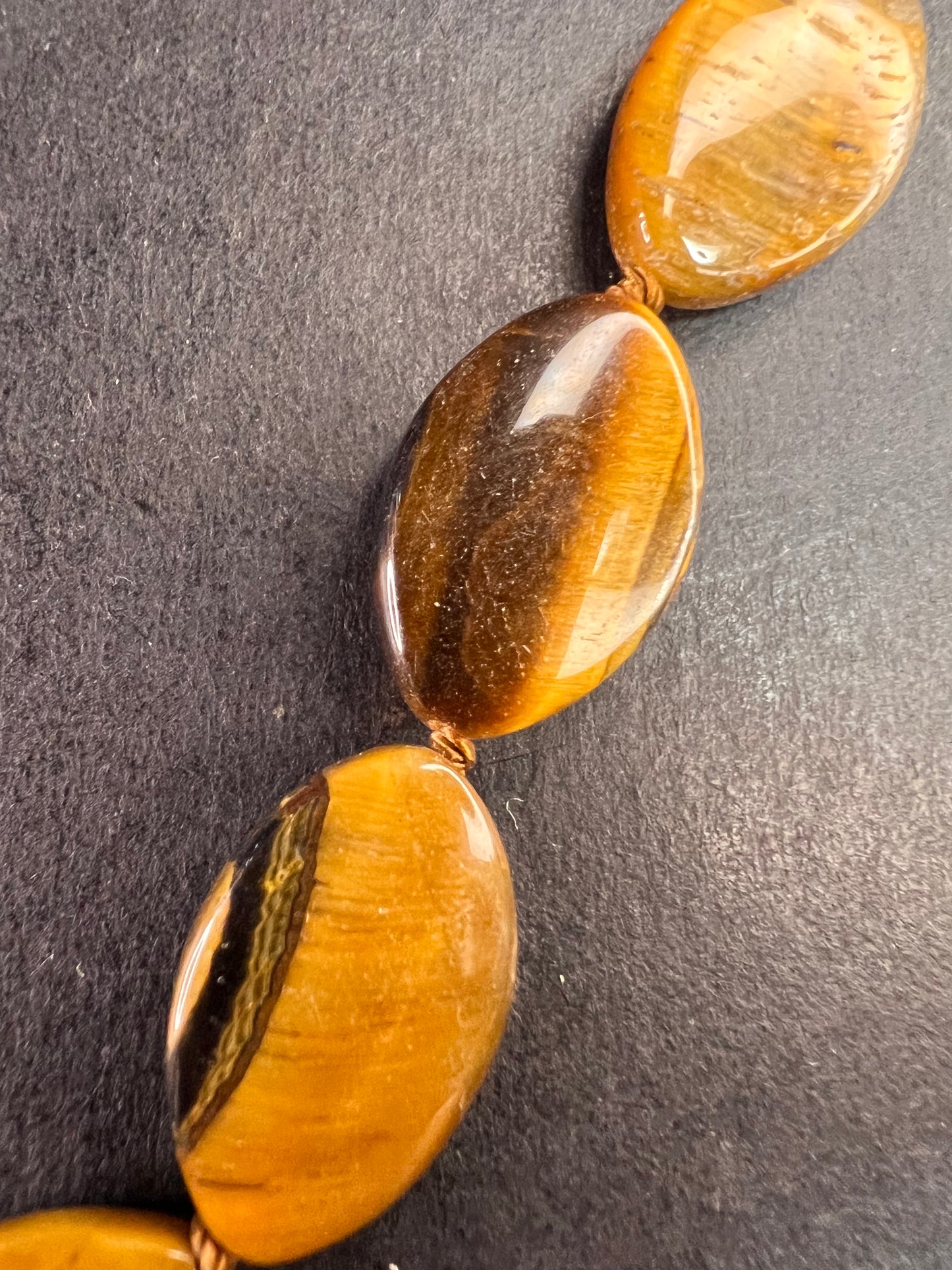 NEW Tigers eye knotted 18 inch necklace with sterling silver clasp