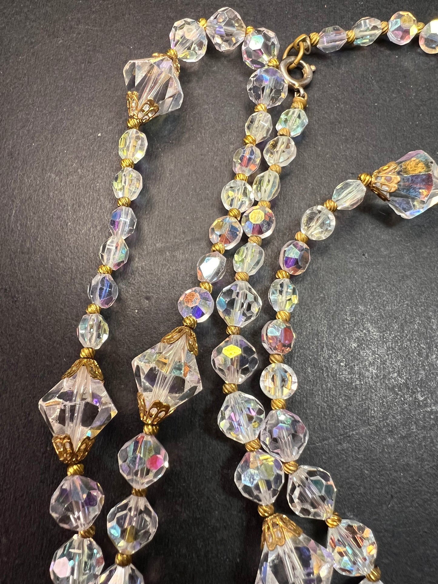 Vintage Aurora Borealis crystal beaded necklace