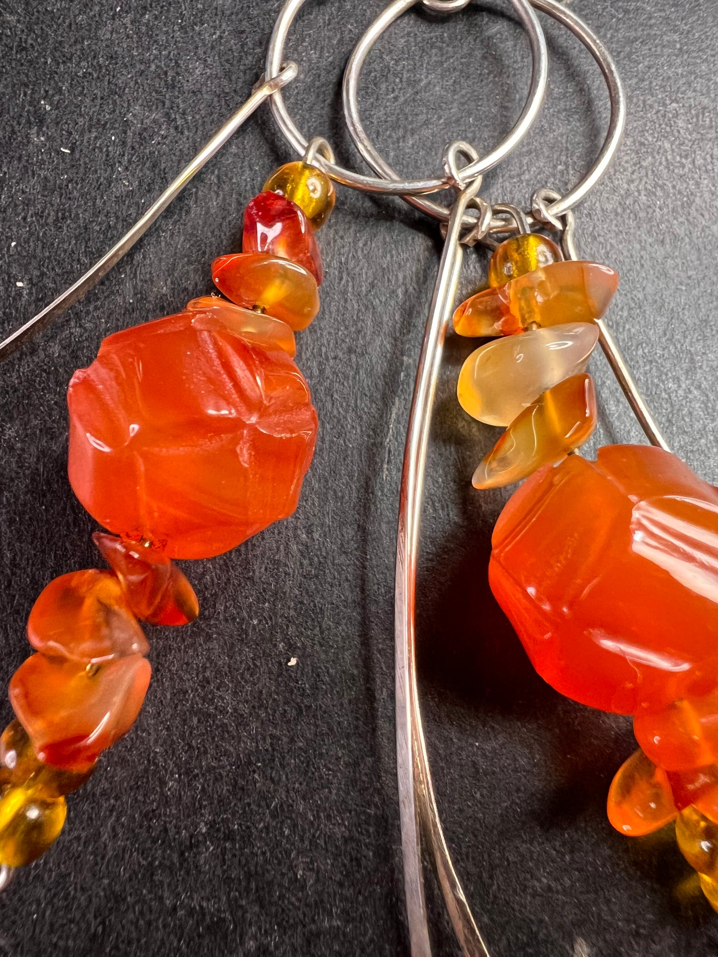 Vintage carnelian sterling silver dangle earrings