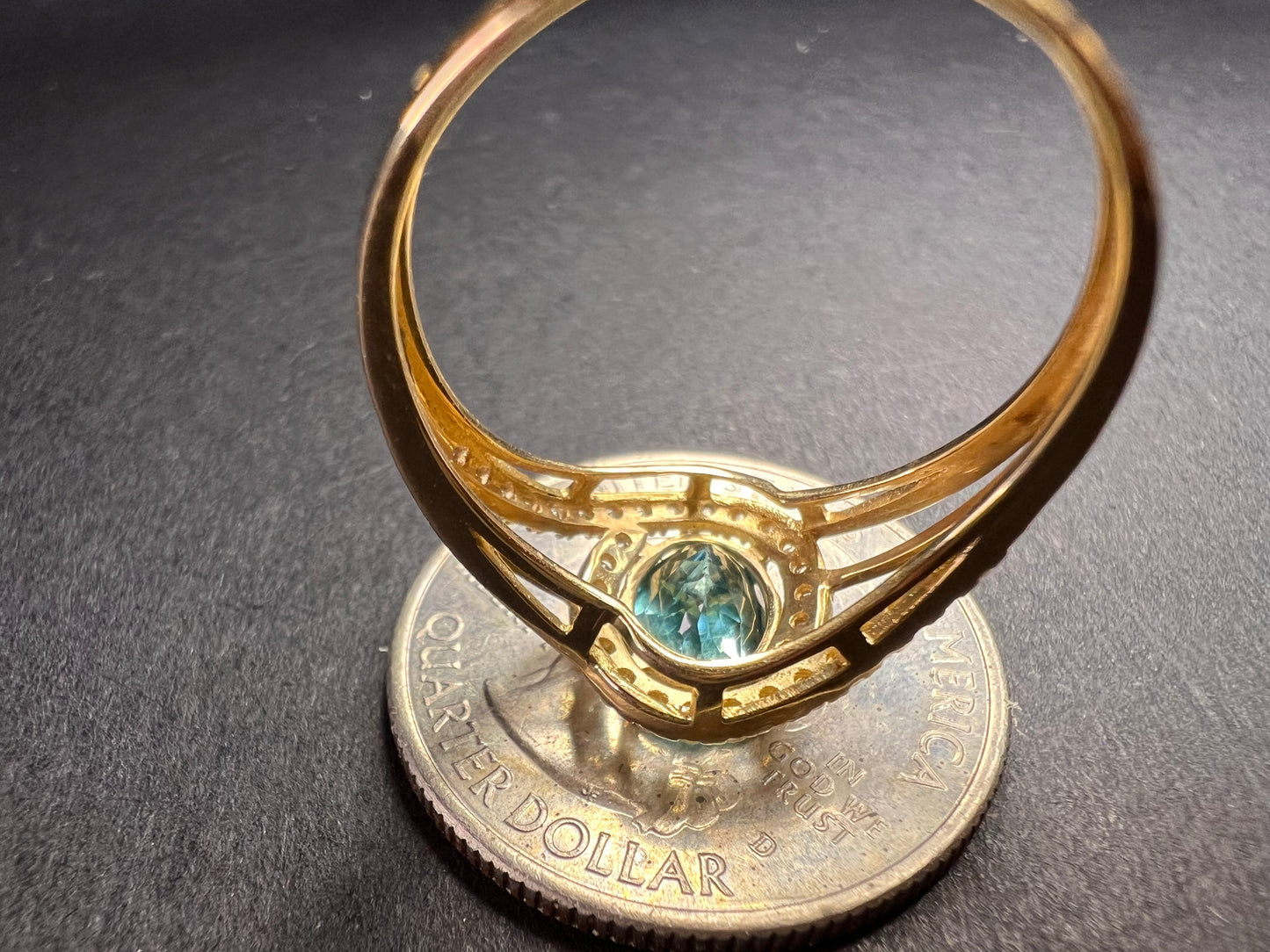 14k gold Paraiba apatite ring size 9