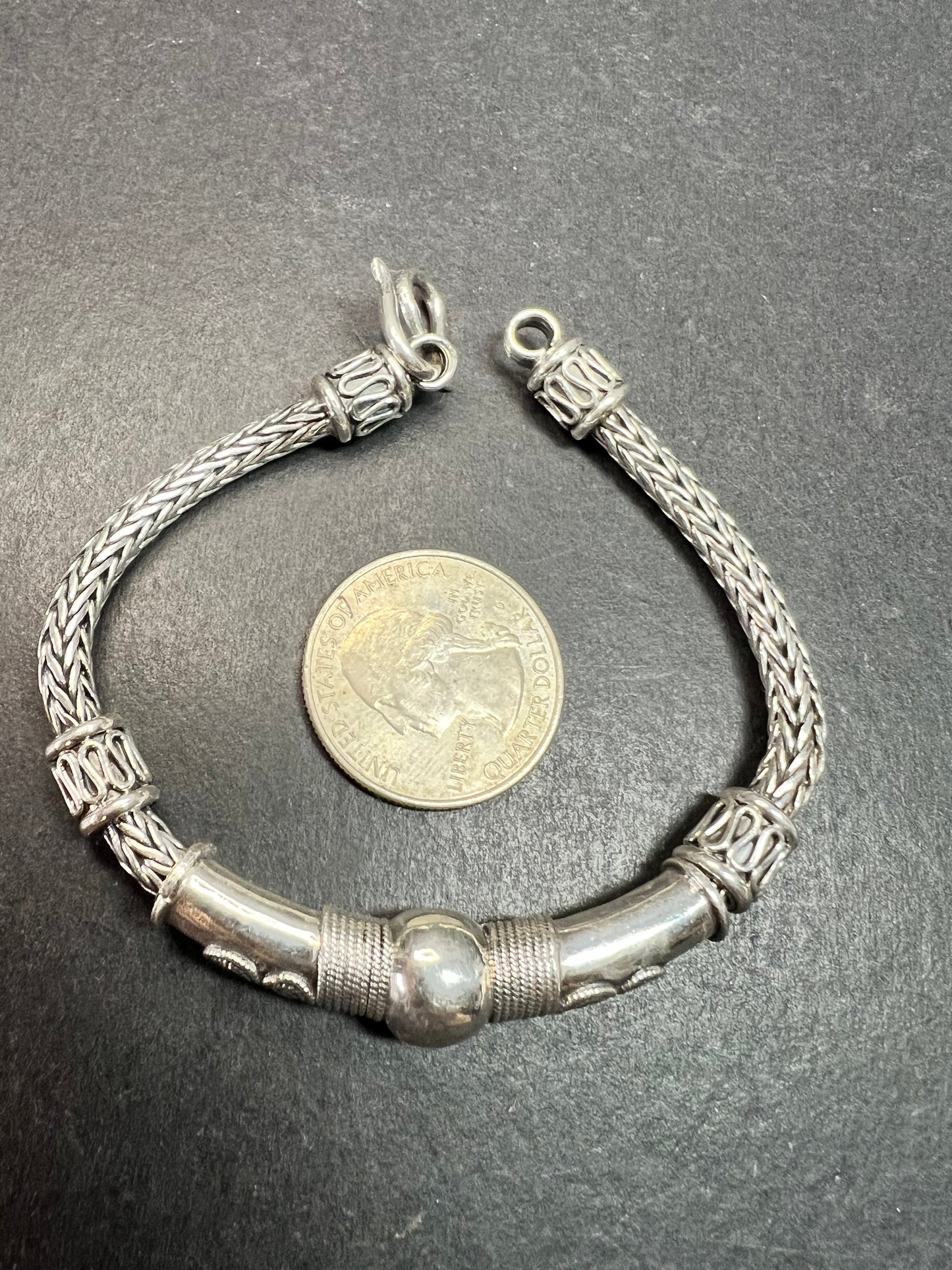 Vintage Sterling Silver Bali Byzantine Woven Hook Bracelet 8” 31g