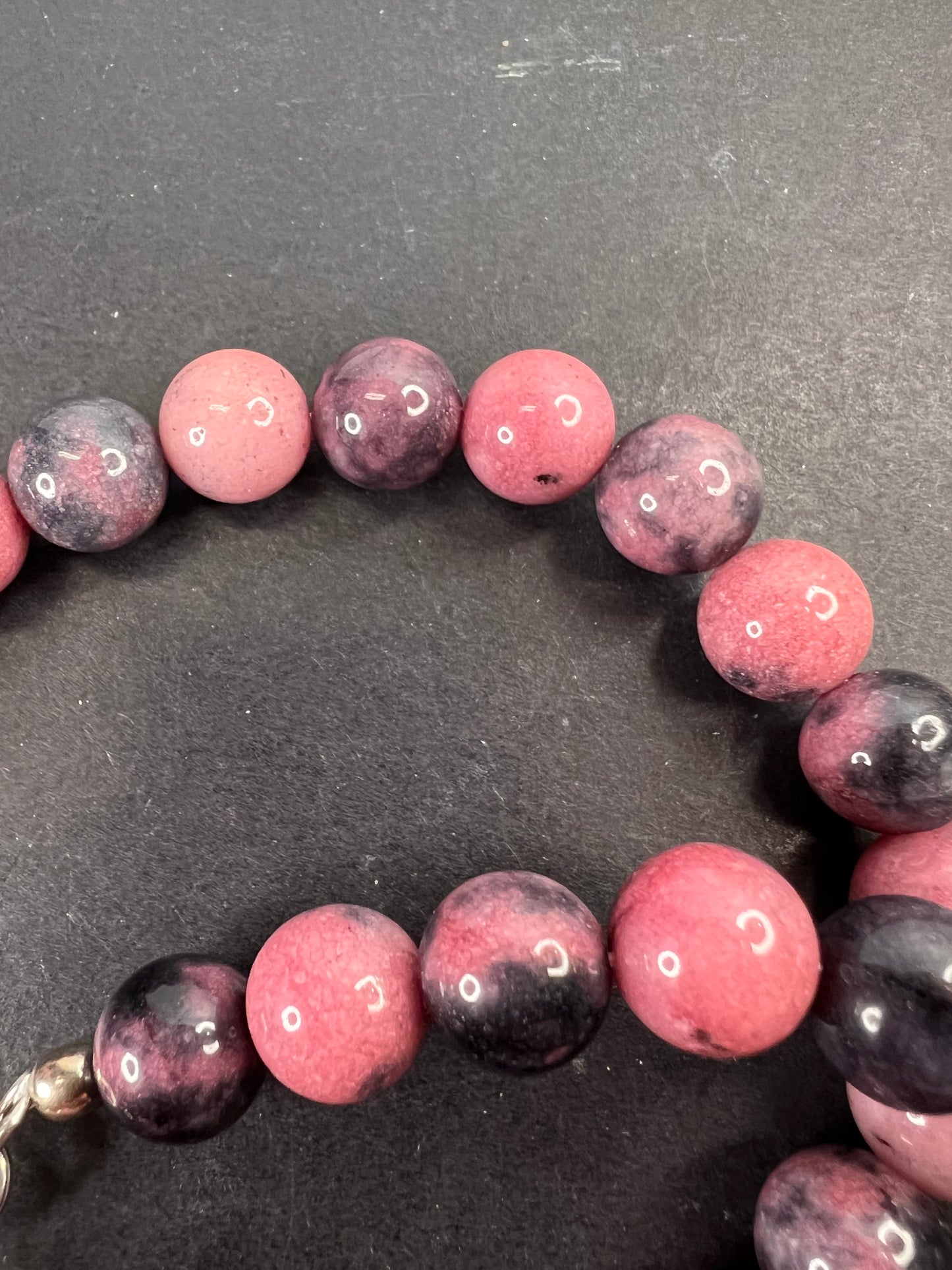 Rhodonite beaded necklace with sterling silver clasp *NEW*