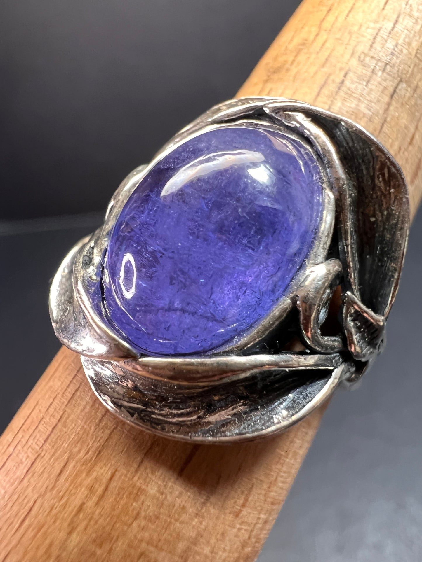 Tanzanite sterling silver artisan ring size 9