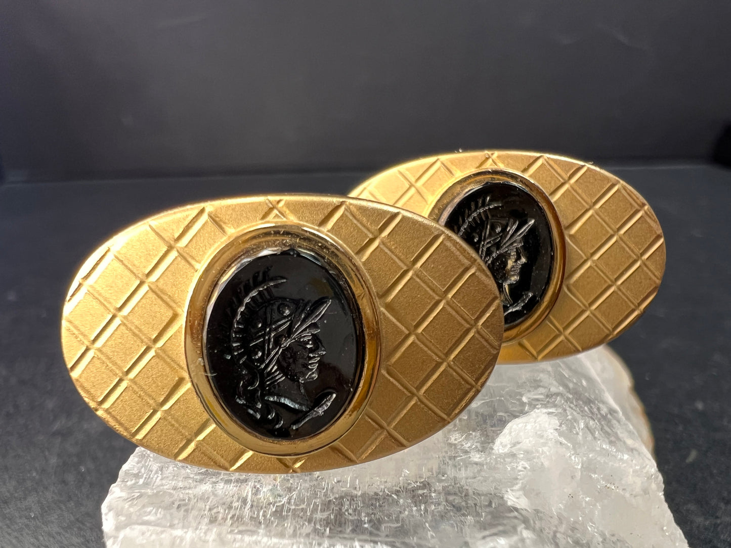 Vintage MCM Swank Gold Tone Centurion Cameo Cufflinks