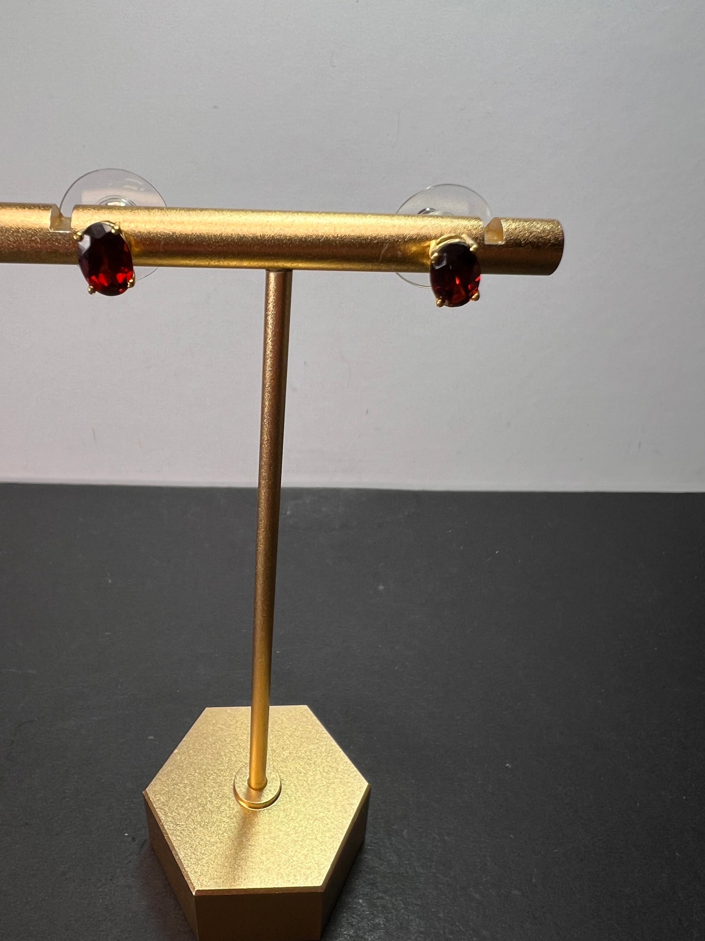 Mozambique garnet stud earrings in 14k yellow gold over sterling silver 2.0 ctw