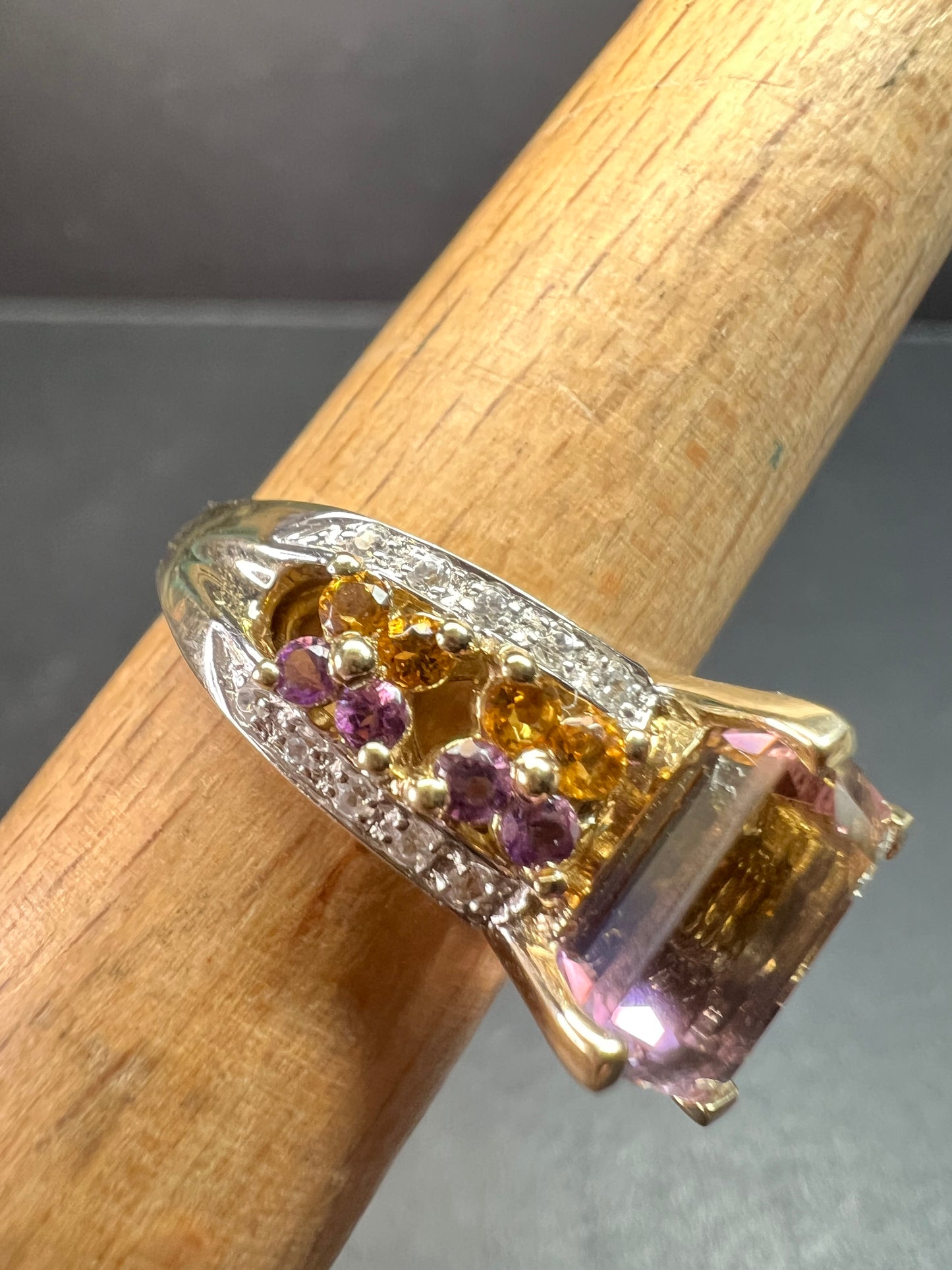 Ametrine Citrine Amethyst Ring 925 Vermeil SD Size 7