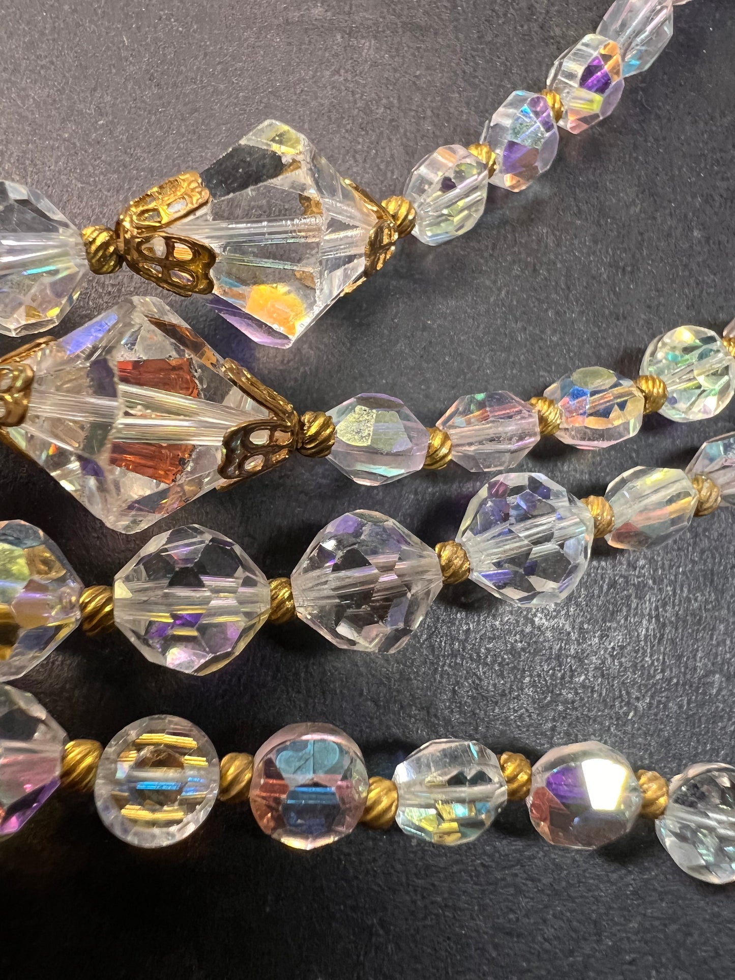 Vintage Aurora Borealis crystal beaded necklace