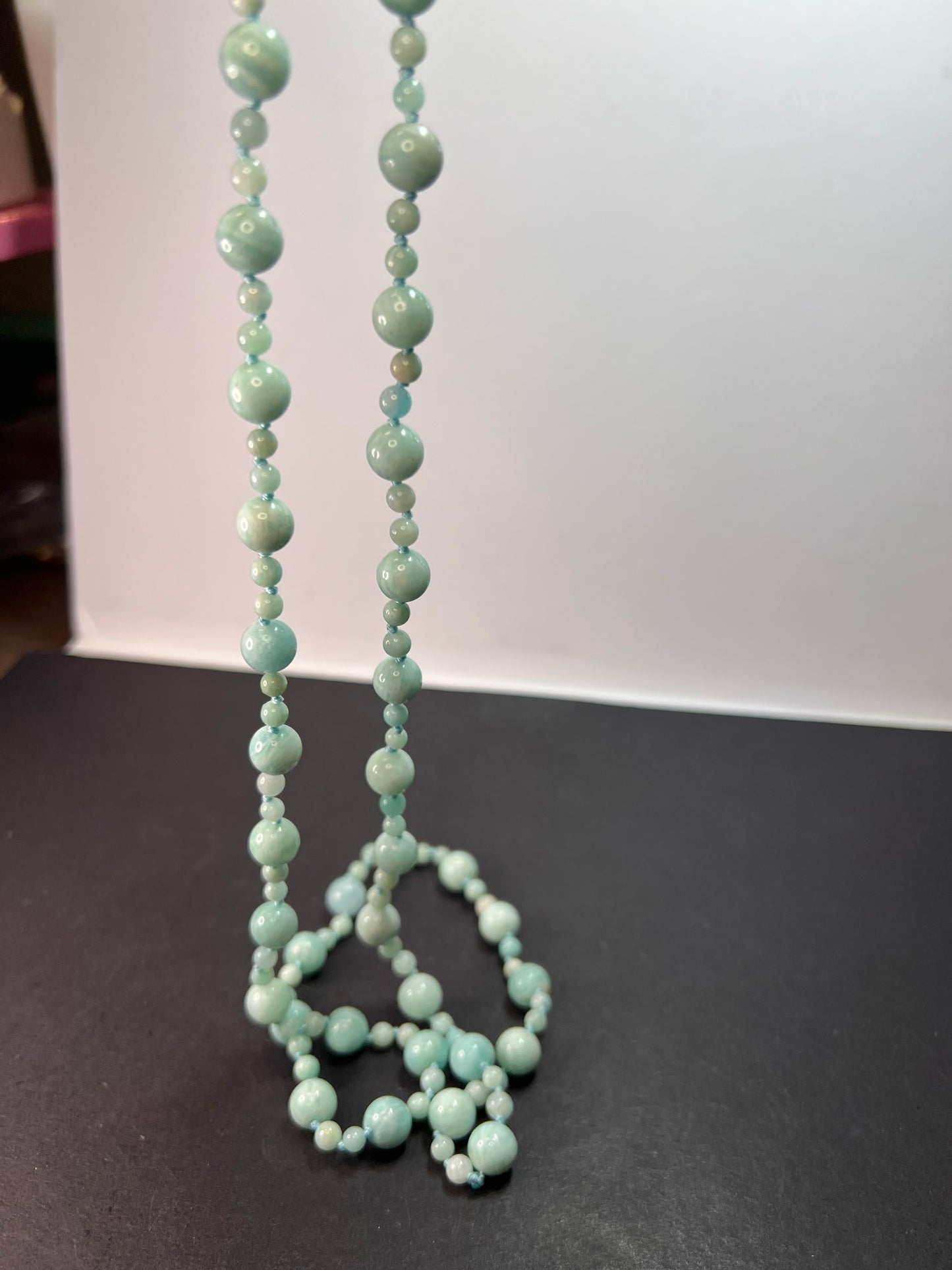 Amazonite knotted 36 inch endless necklace