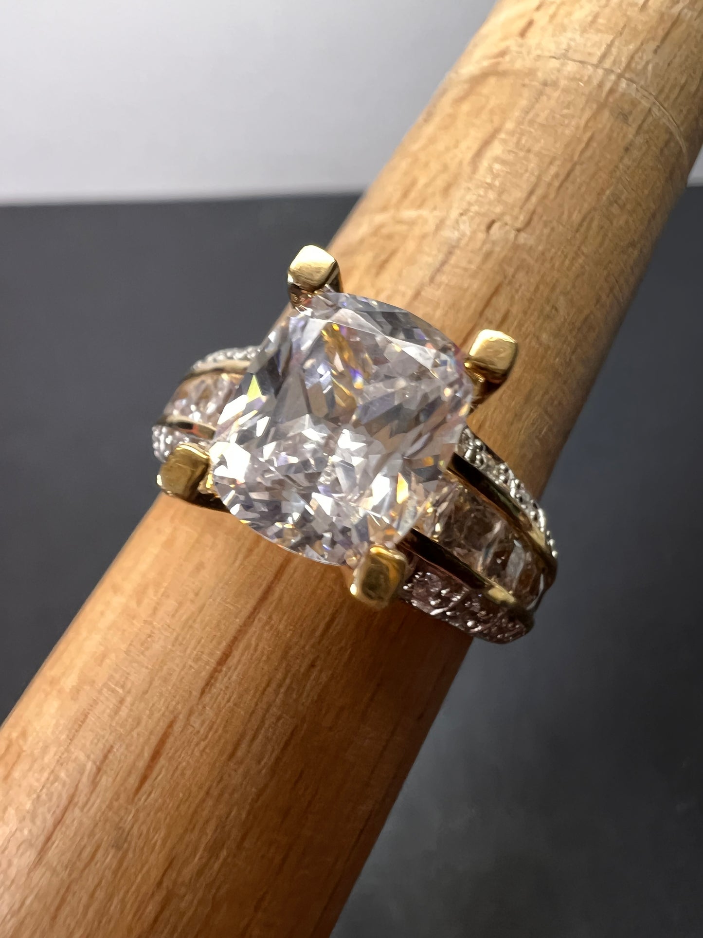 Cubic Zirconia 18k Yellow Gold Over Silver Ring 7.77ctw size 9