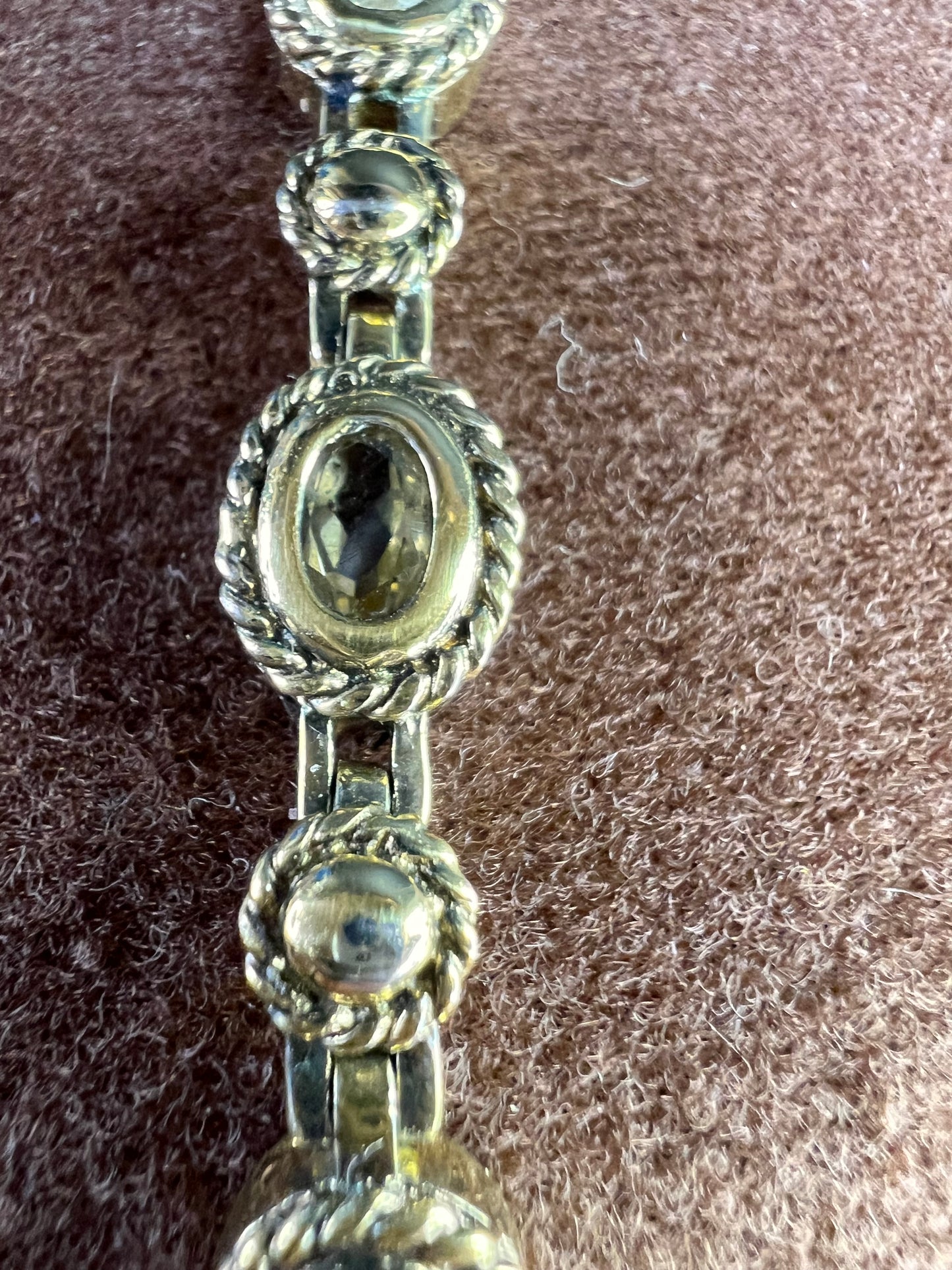 Vintage citrine tennis bracelet in yellow gold over sterling silver