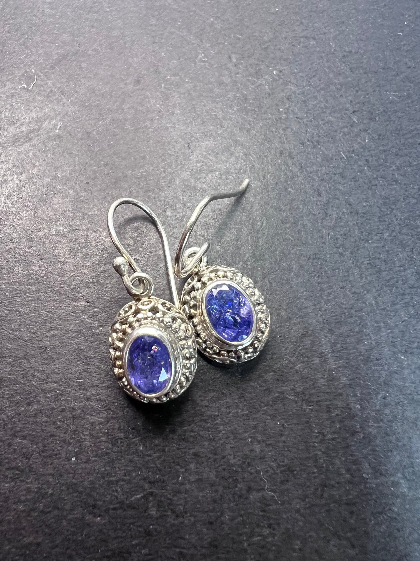 Tanzanite sterling silver earrings