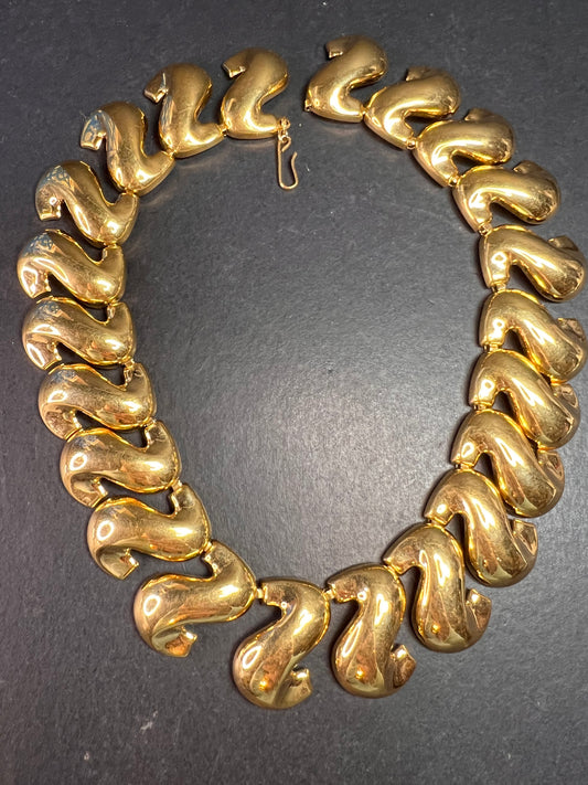 Vintage MCM Napier Gold-Tone Sculptural S-Link Statement Necklace, Signed