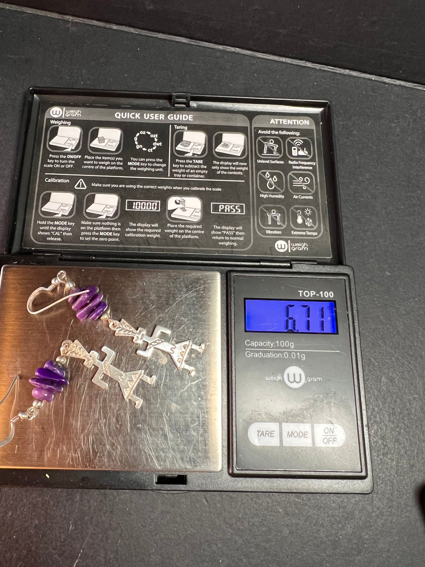 Vintage Sterling Silver Charoite Earrings – Kachina Dancer Dead Stock