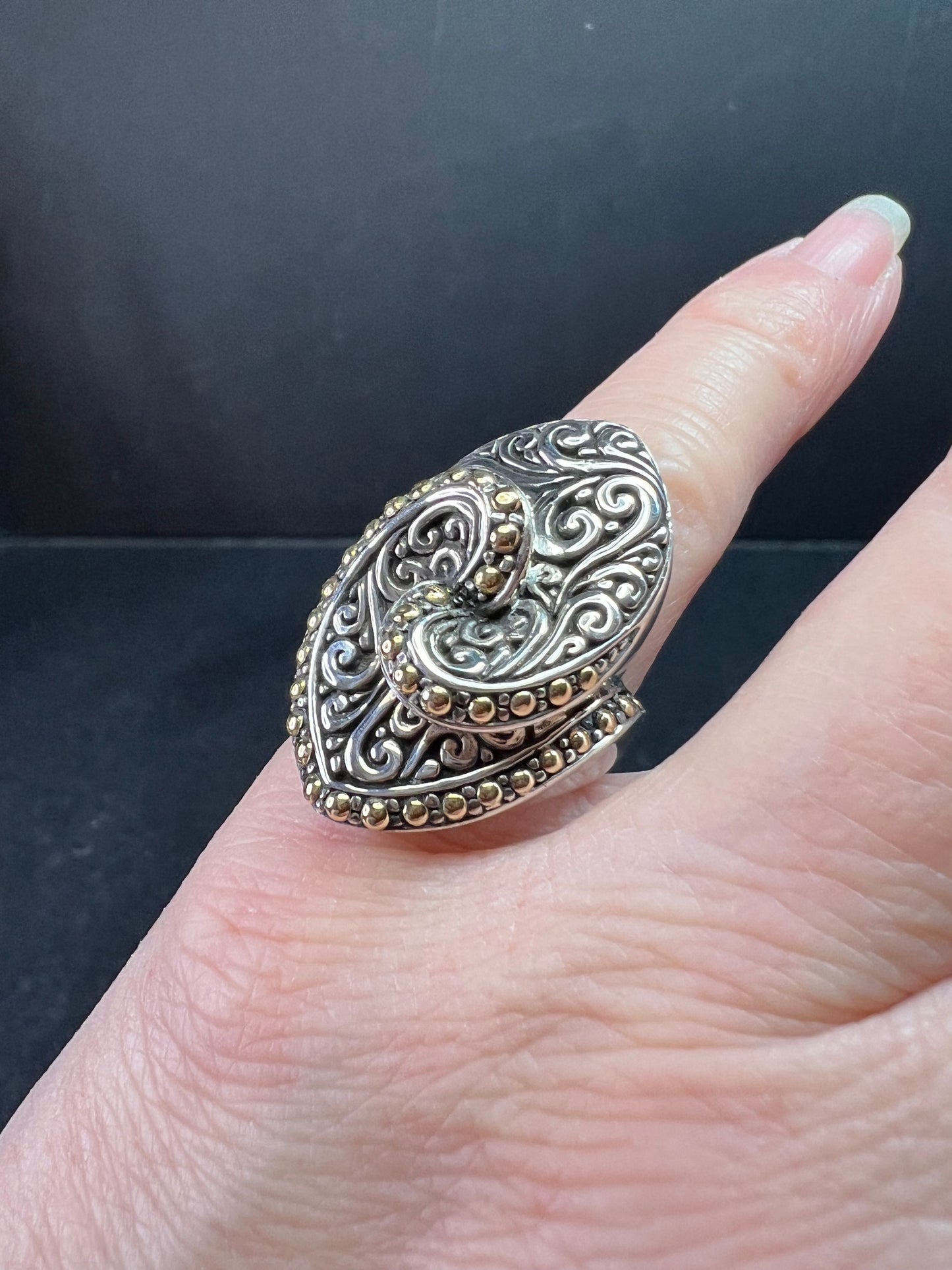 Samuel B Bali Sterling Silver Ring w 18K Gold Accents Size 6