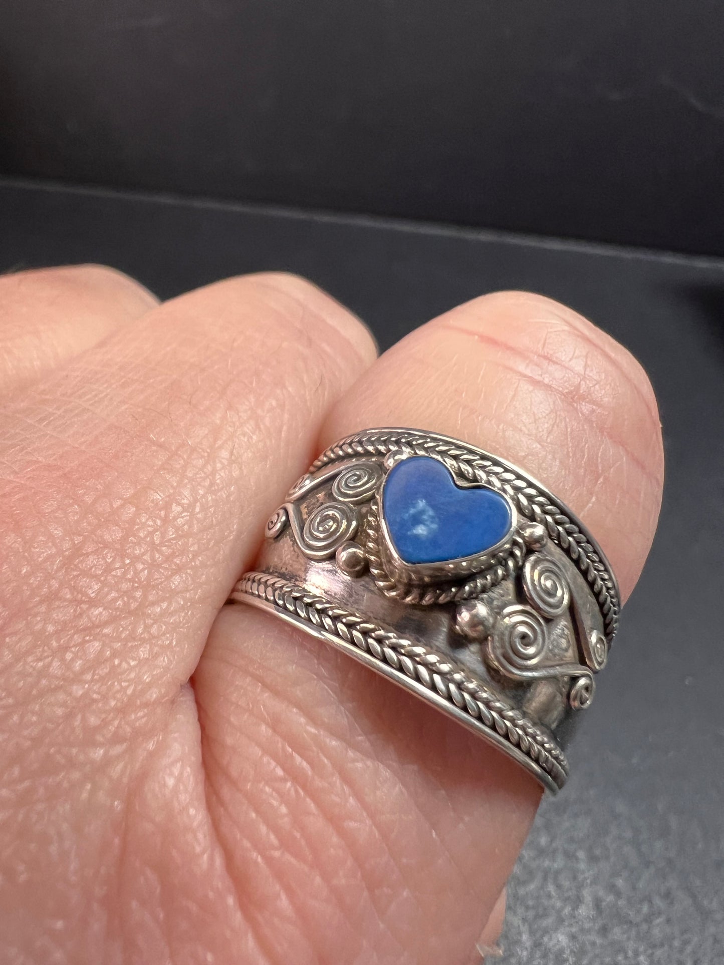 Vintage Sterling Silver Heart Ring | Indonesian Artisan | Size 10–10.25