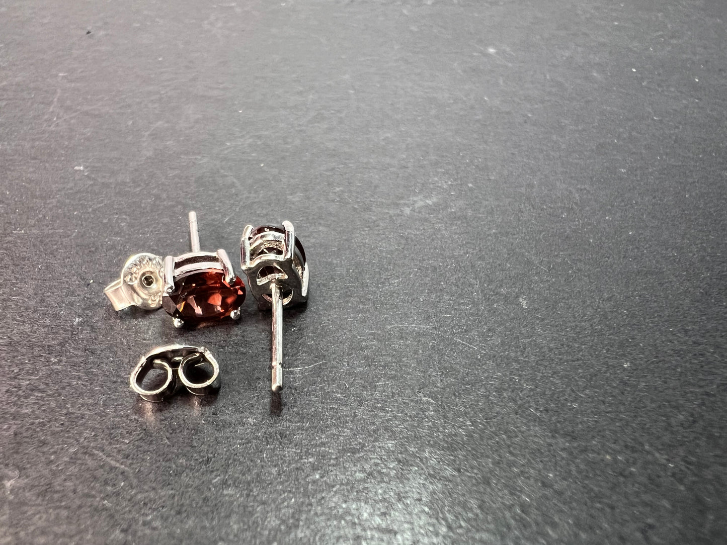 Red zircon sterling silver stud earrings