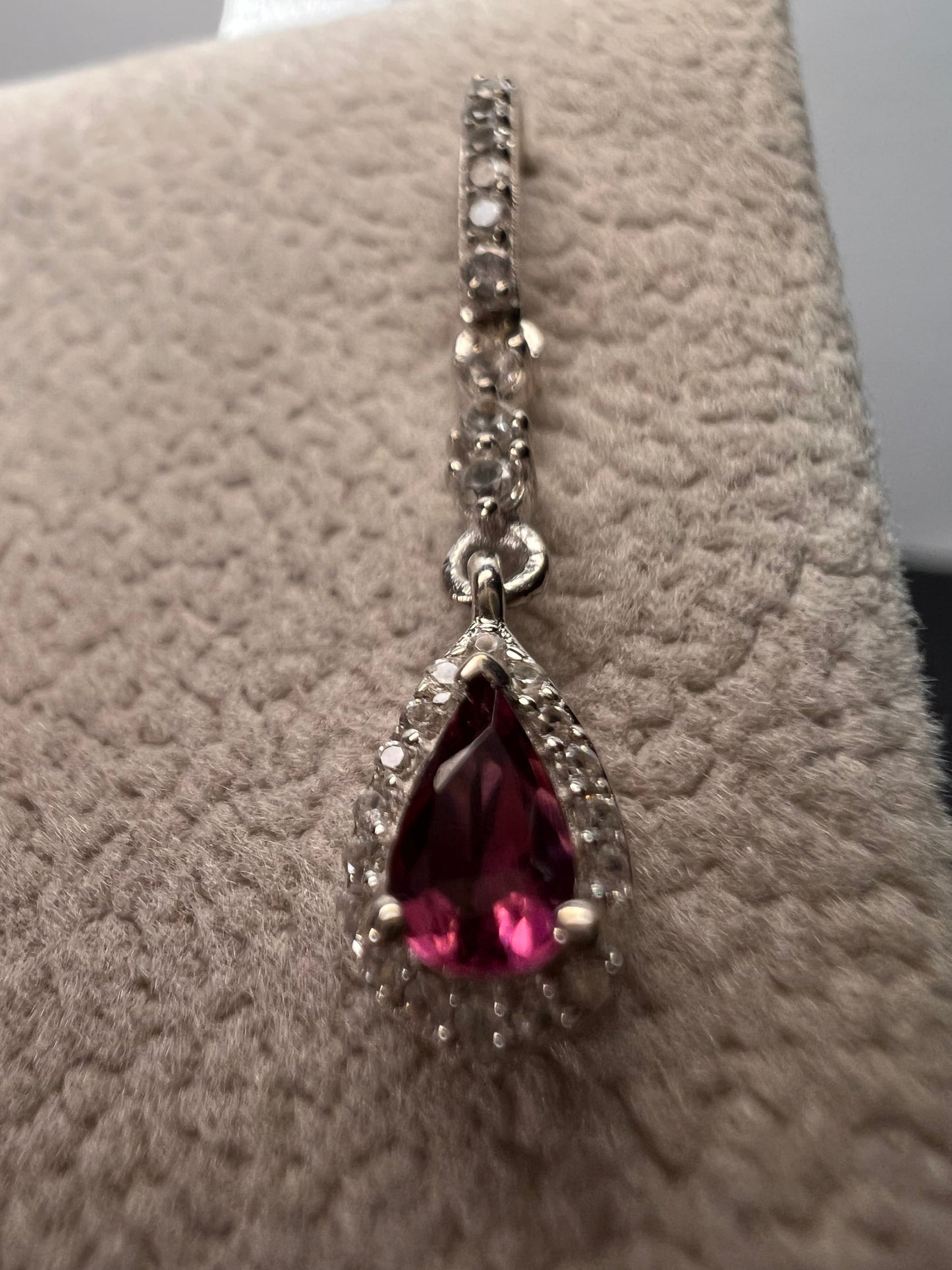 Ofiki rubellite and zircon drop earrings in platinum over sterling silver *NEW*