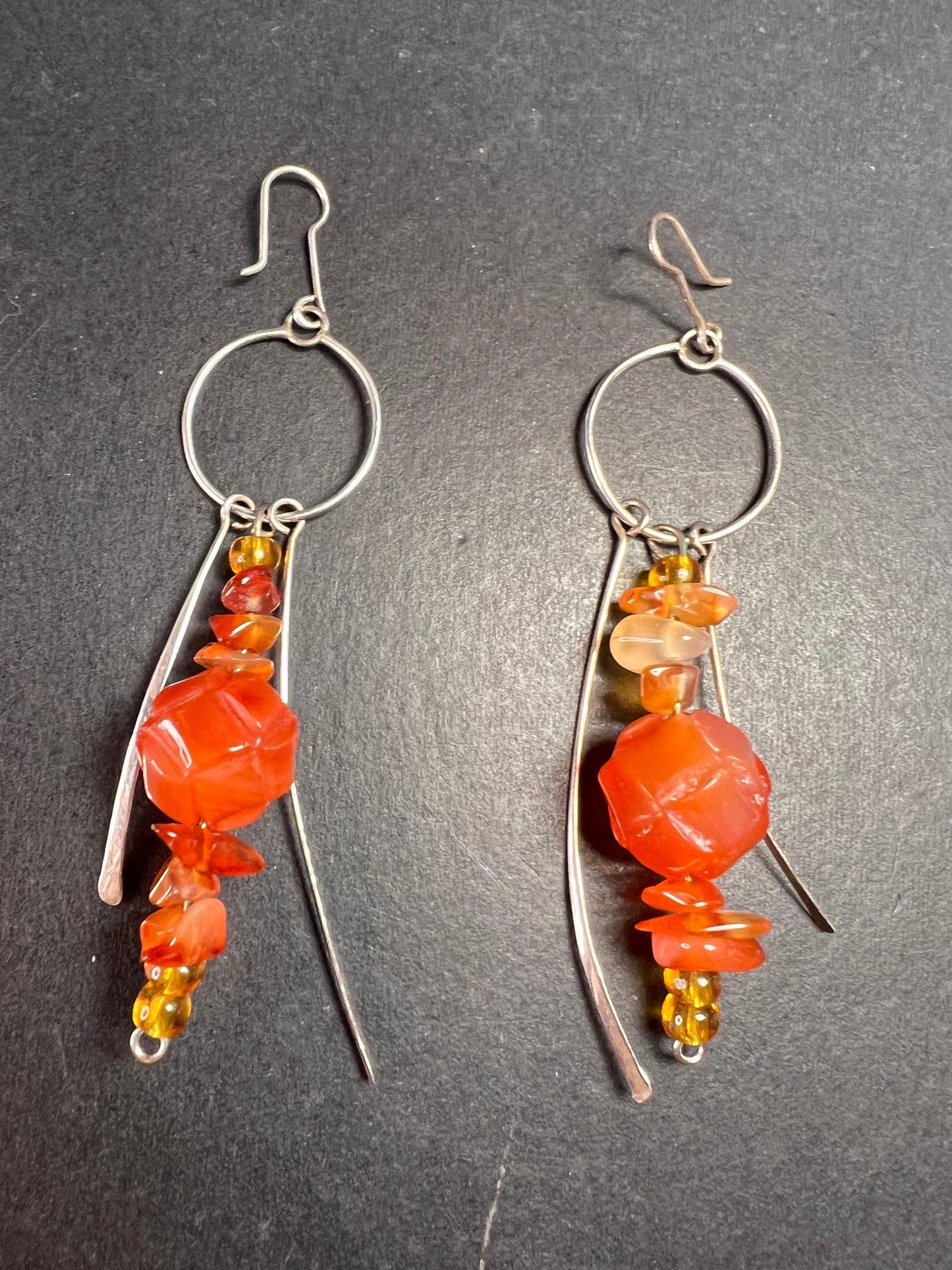 Vintage carnelian sterling silver dangle earrings