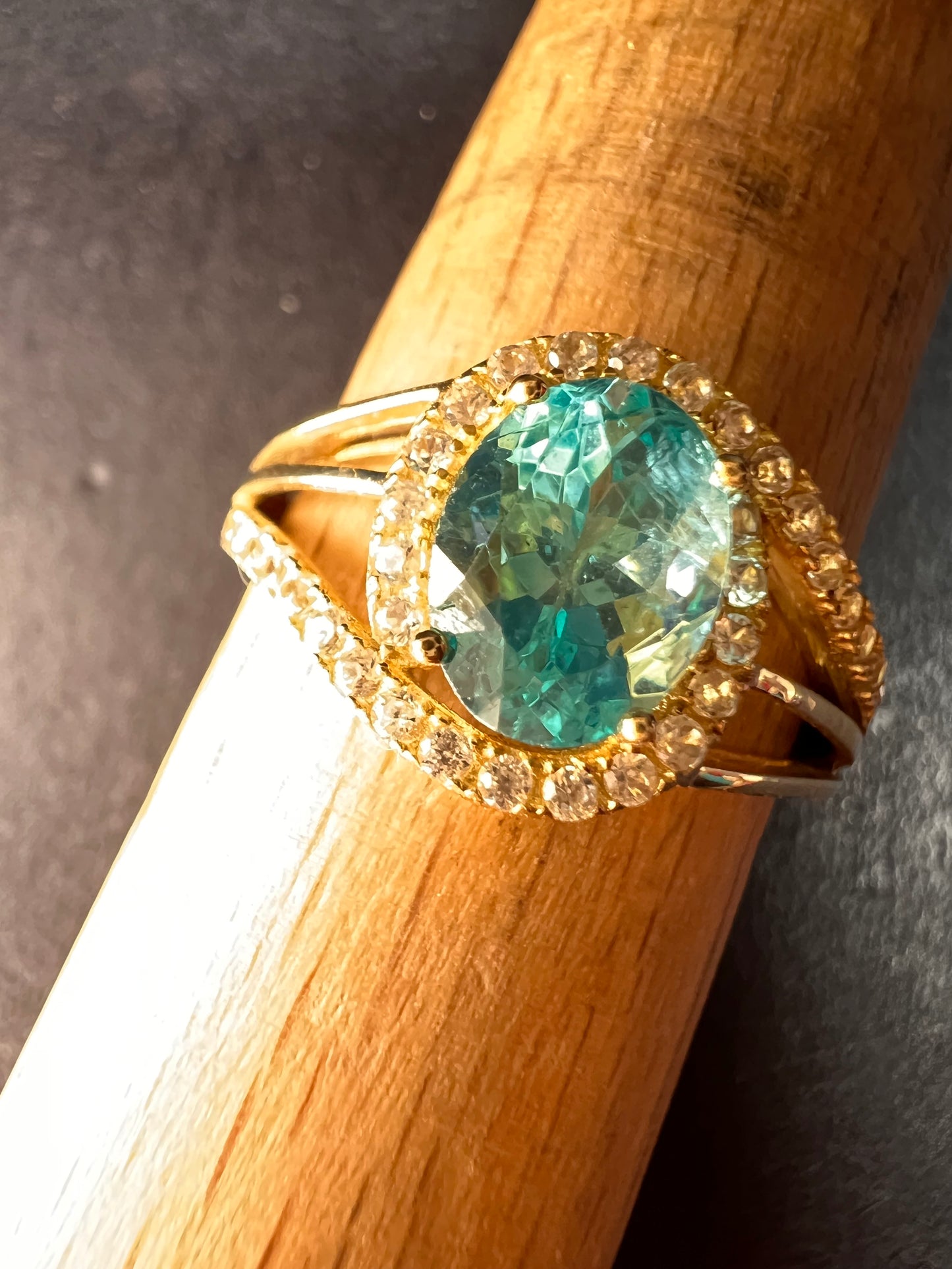 14k gold Paraiba apatite ring size 9