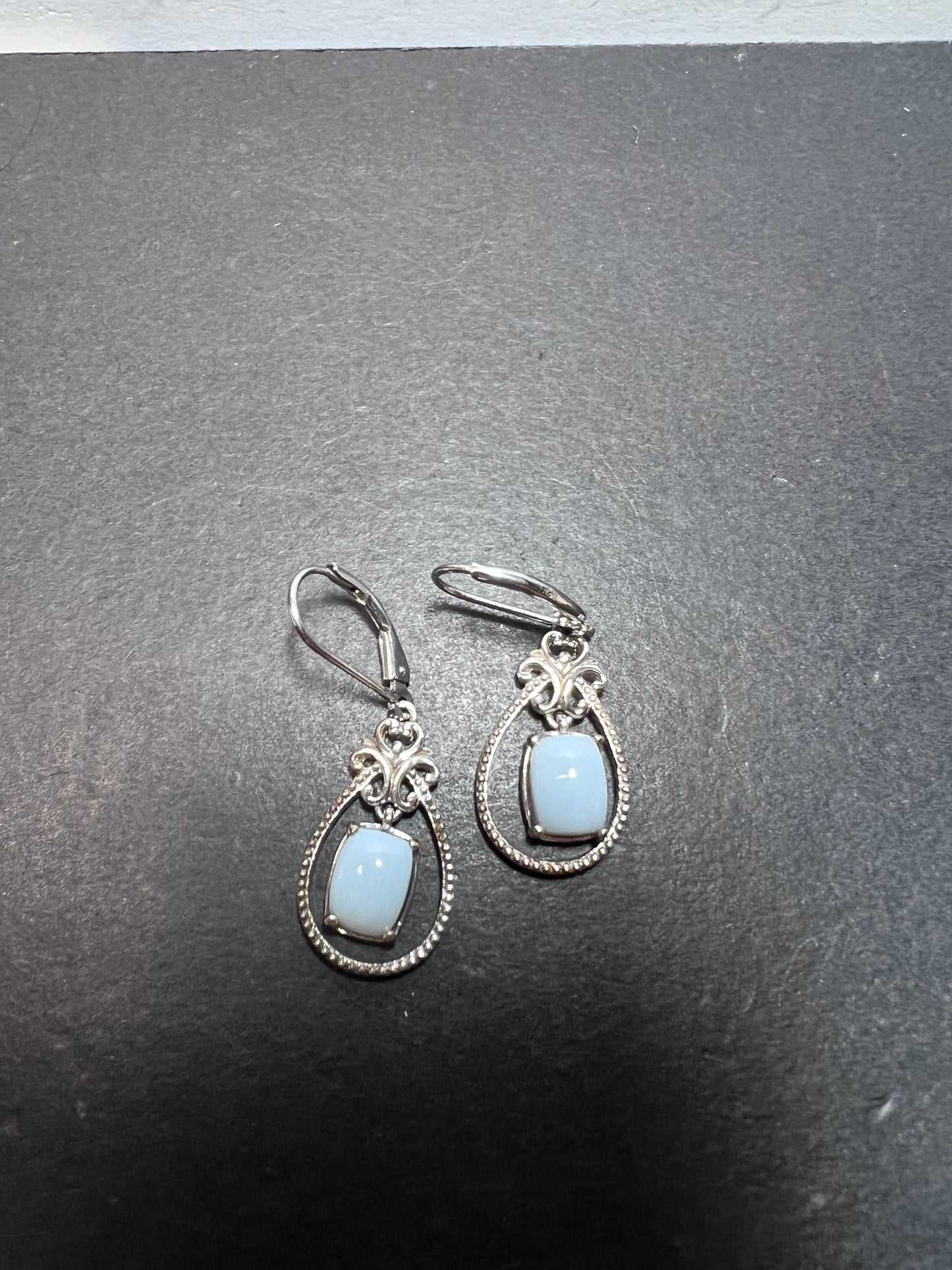 Blue opal Sterling silver dangle earrings